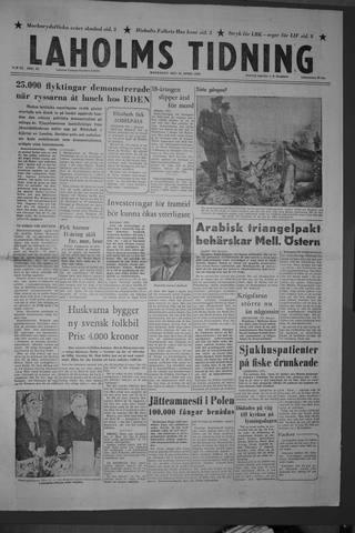 Förstasidan, Måndag 23 april 1956