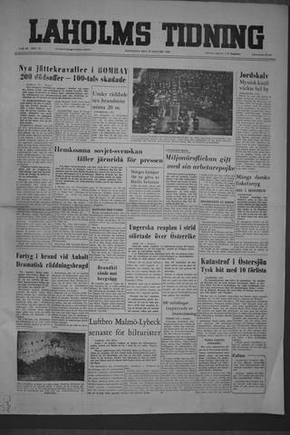 Förstasidan, Måndag 23 januari 1956