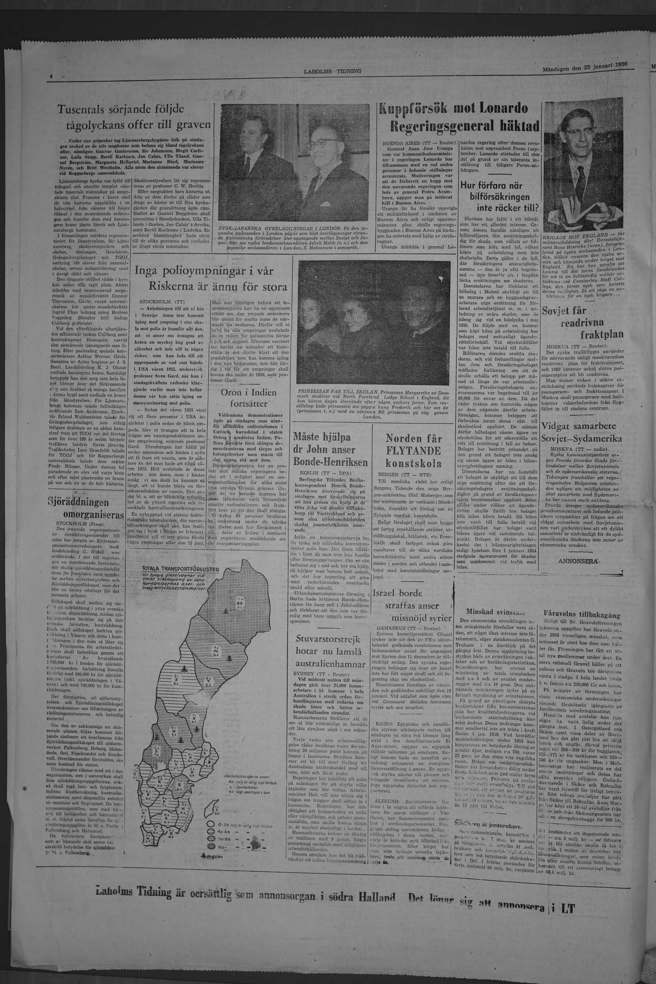 Laholms Tidning Måndag 23 januari 1956, sida 4