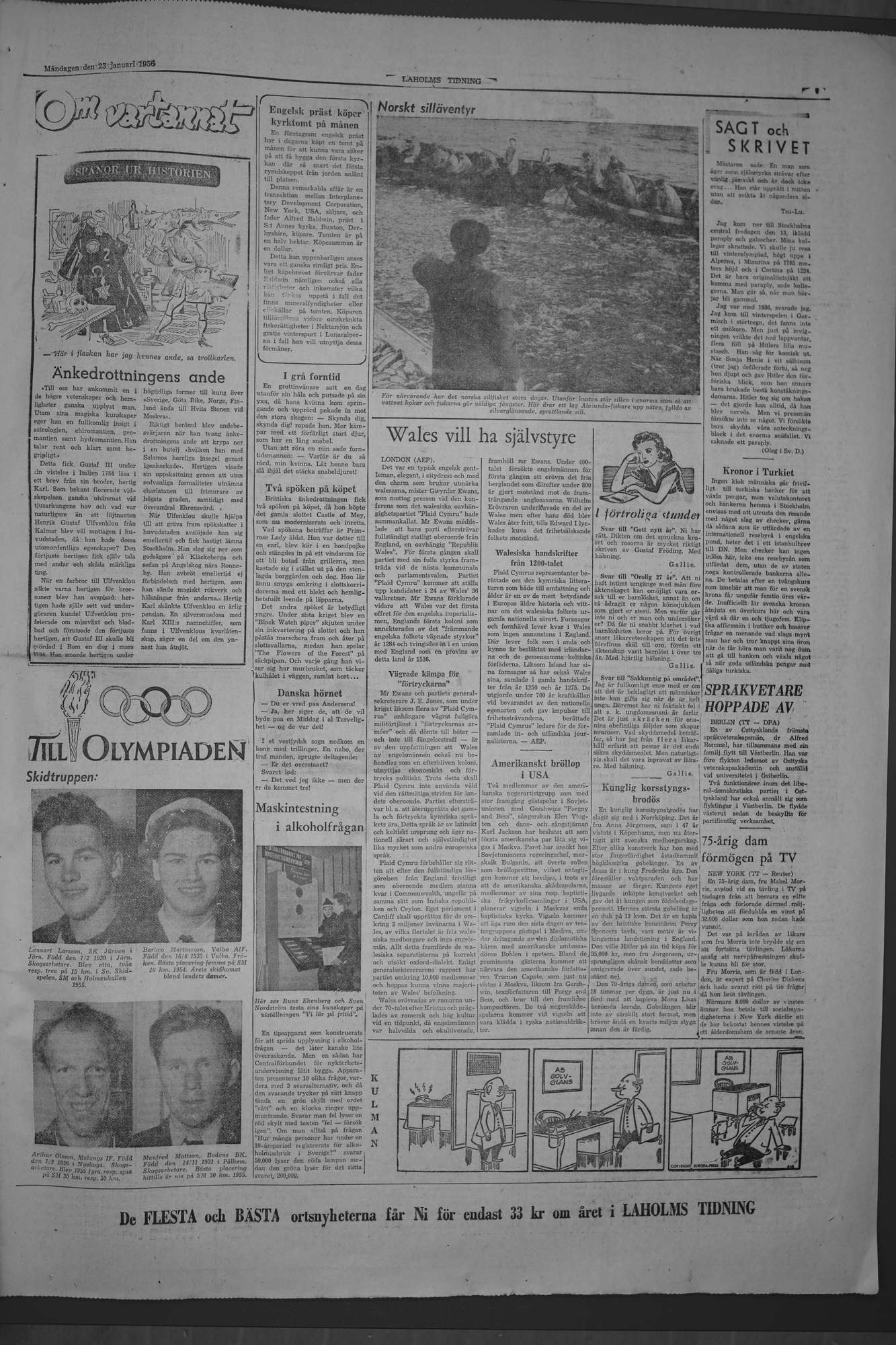 Laholms Tidning Måndag 23 januari 1956, sida 7