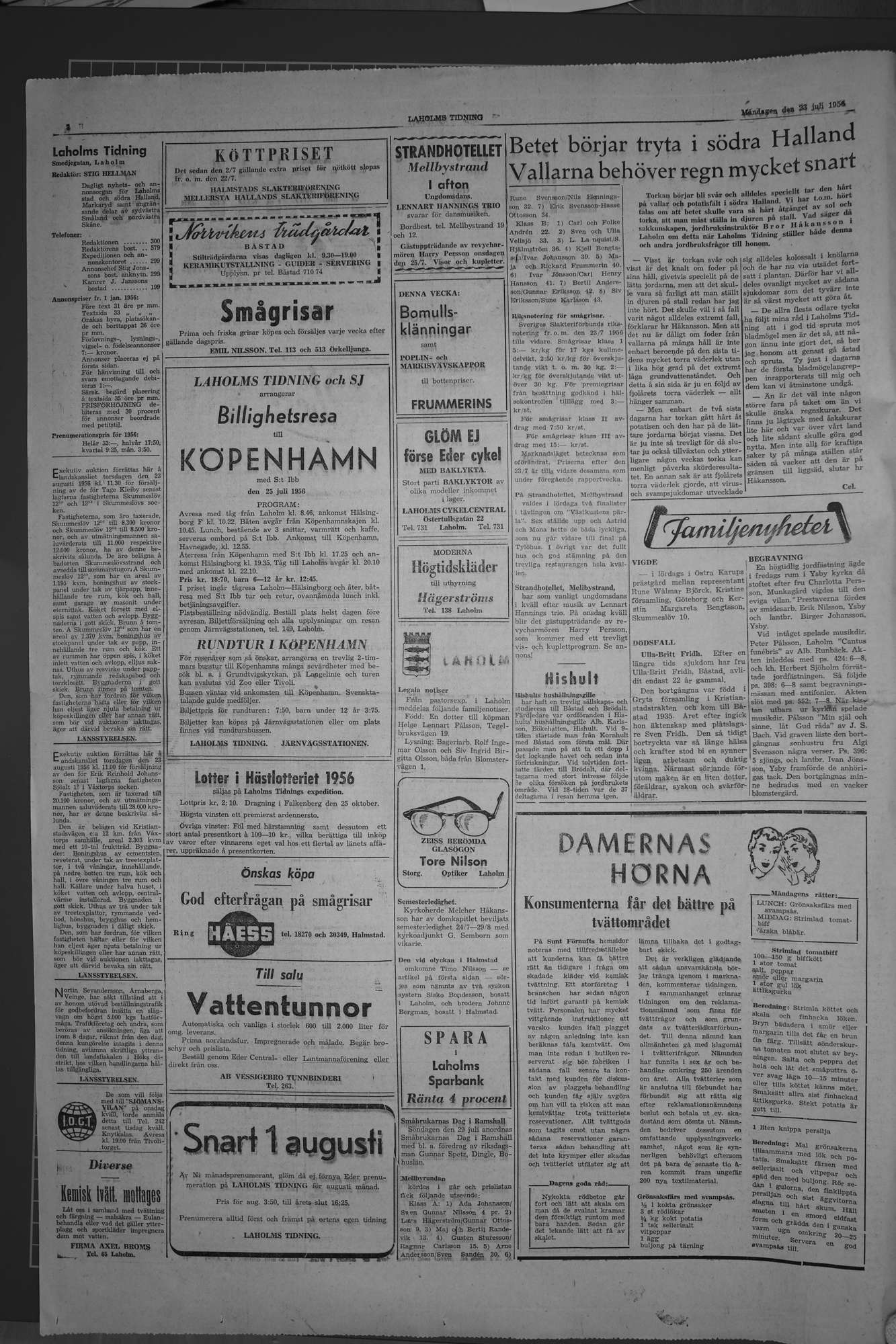 Laholms Tidning Måndag 23 juli 1956, sida 2