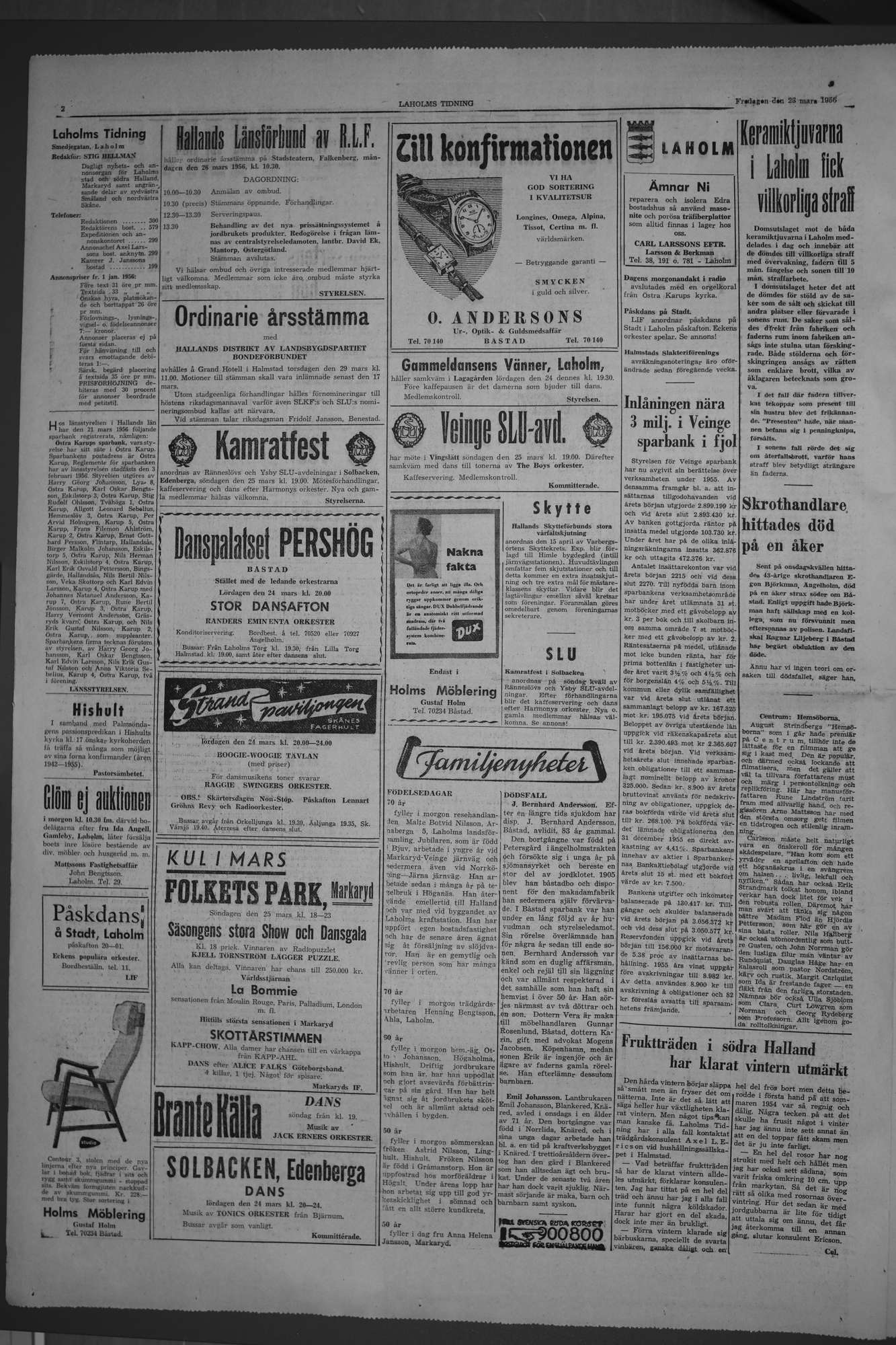 Laholms Tidning Fredag 23 mars 1956, sida 2