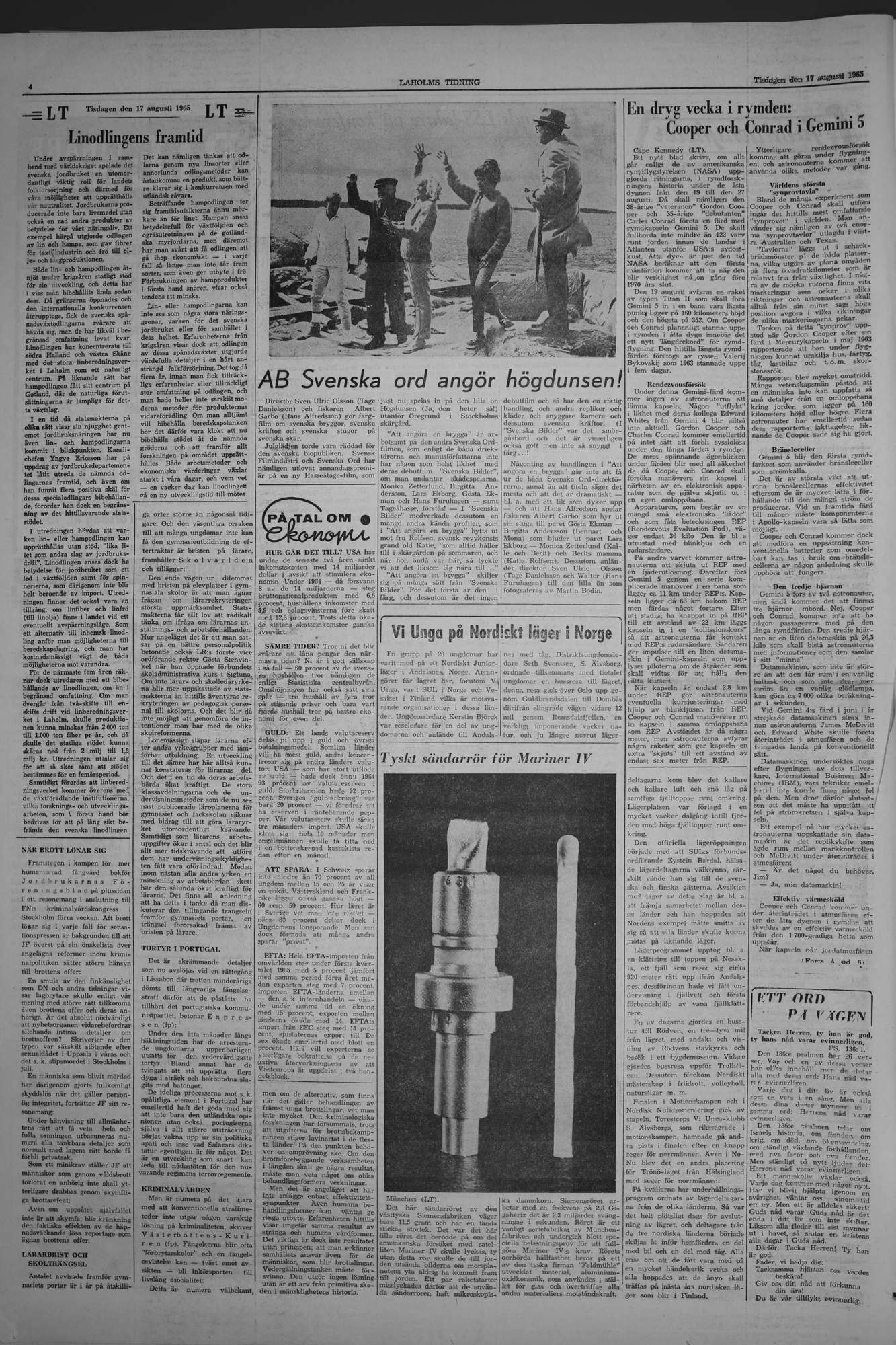 Laholms Tidning Tisdag 17 augusti 1965, sida 4