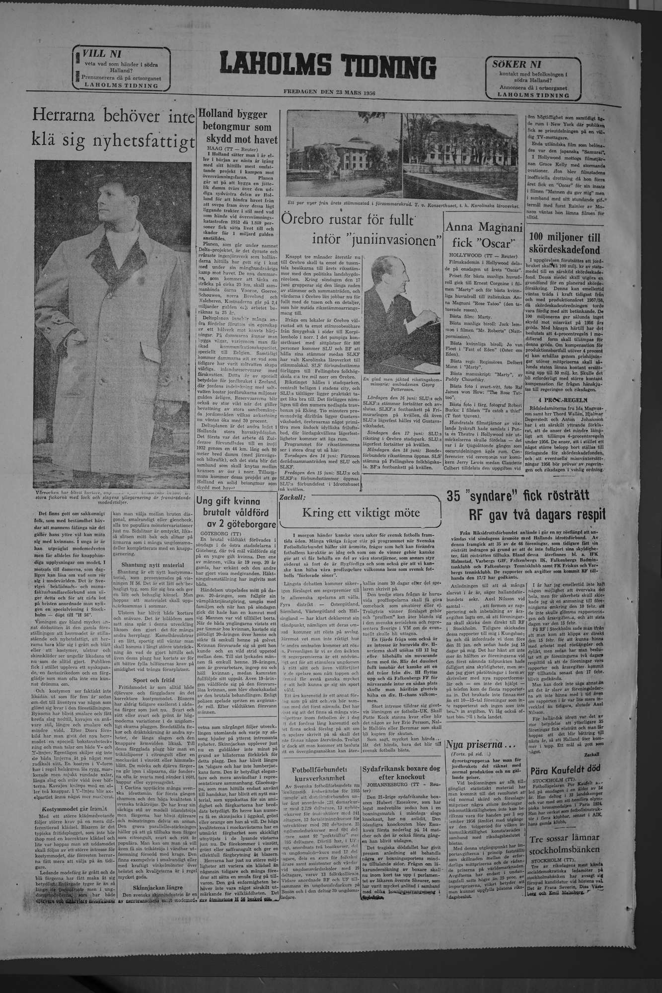 Laholms Tidning Fredag 23 mars 1956, sida 8