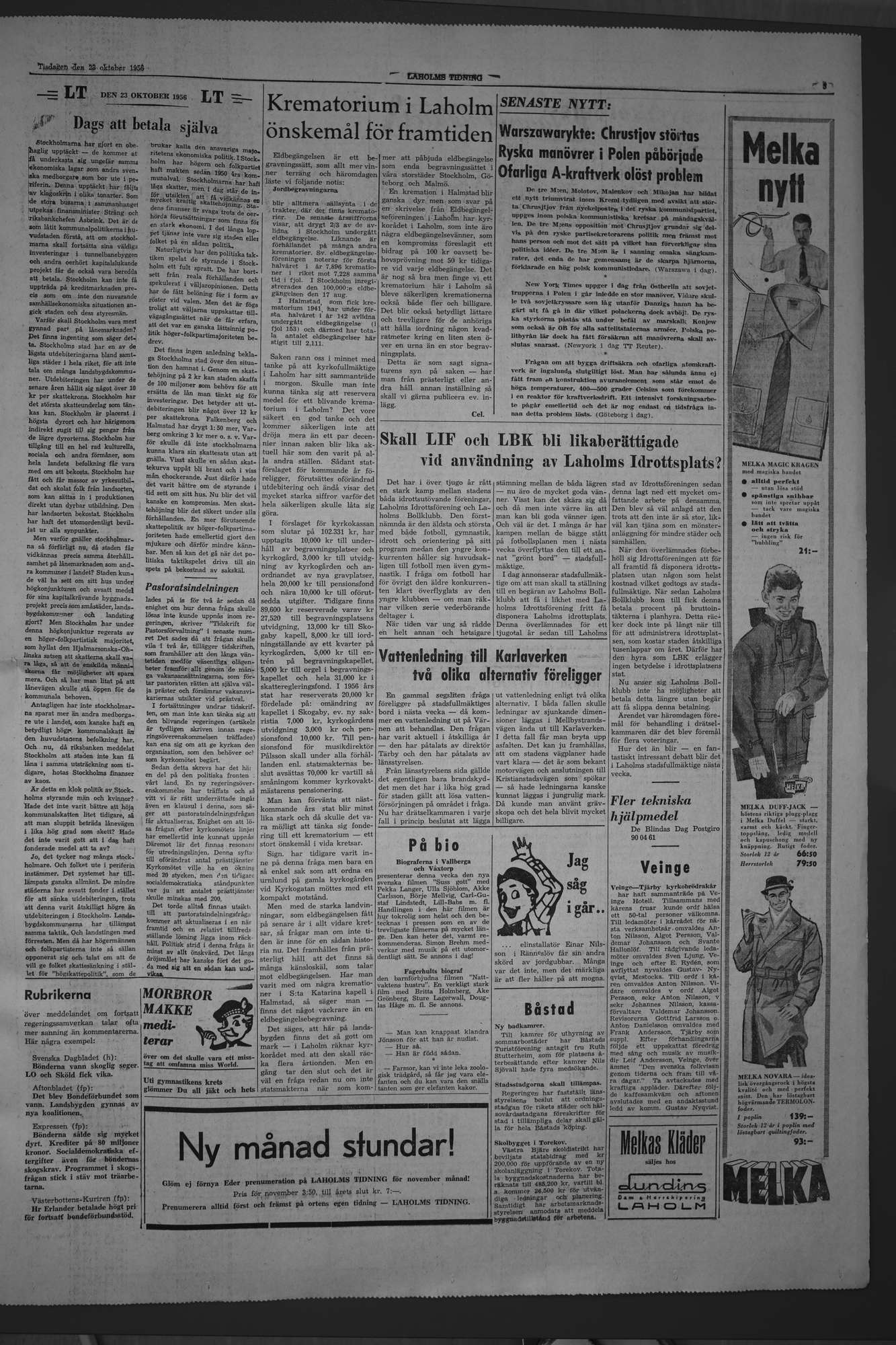 Laholms Tidning Tisdag 23 oktober 1956, sida 3