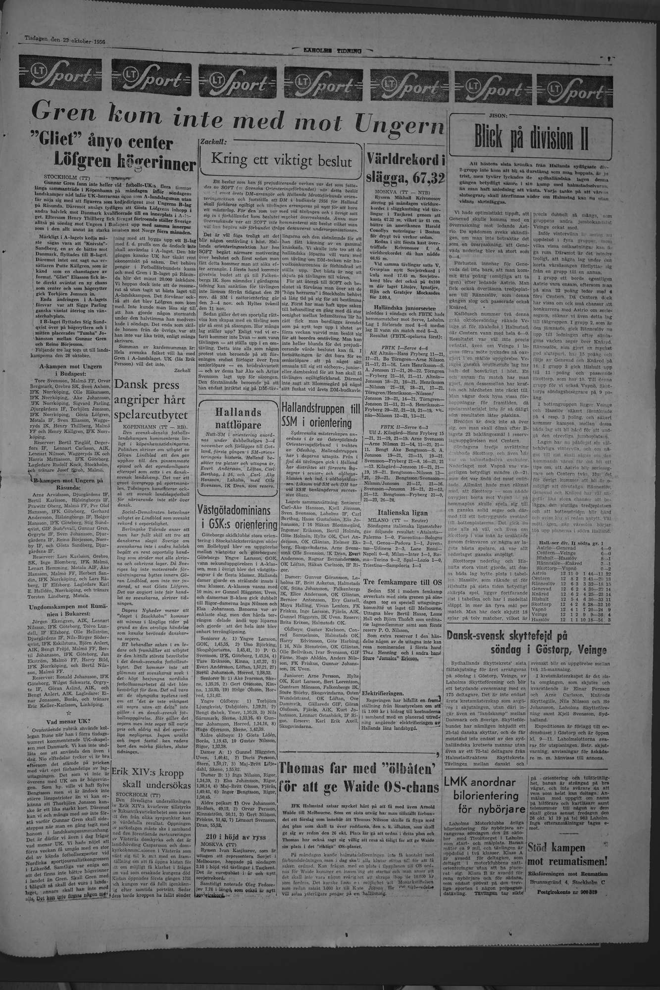 Laholms Tidning Tisdag 23 oktober 1956, sida 7