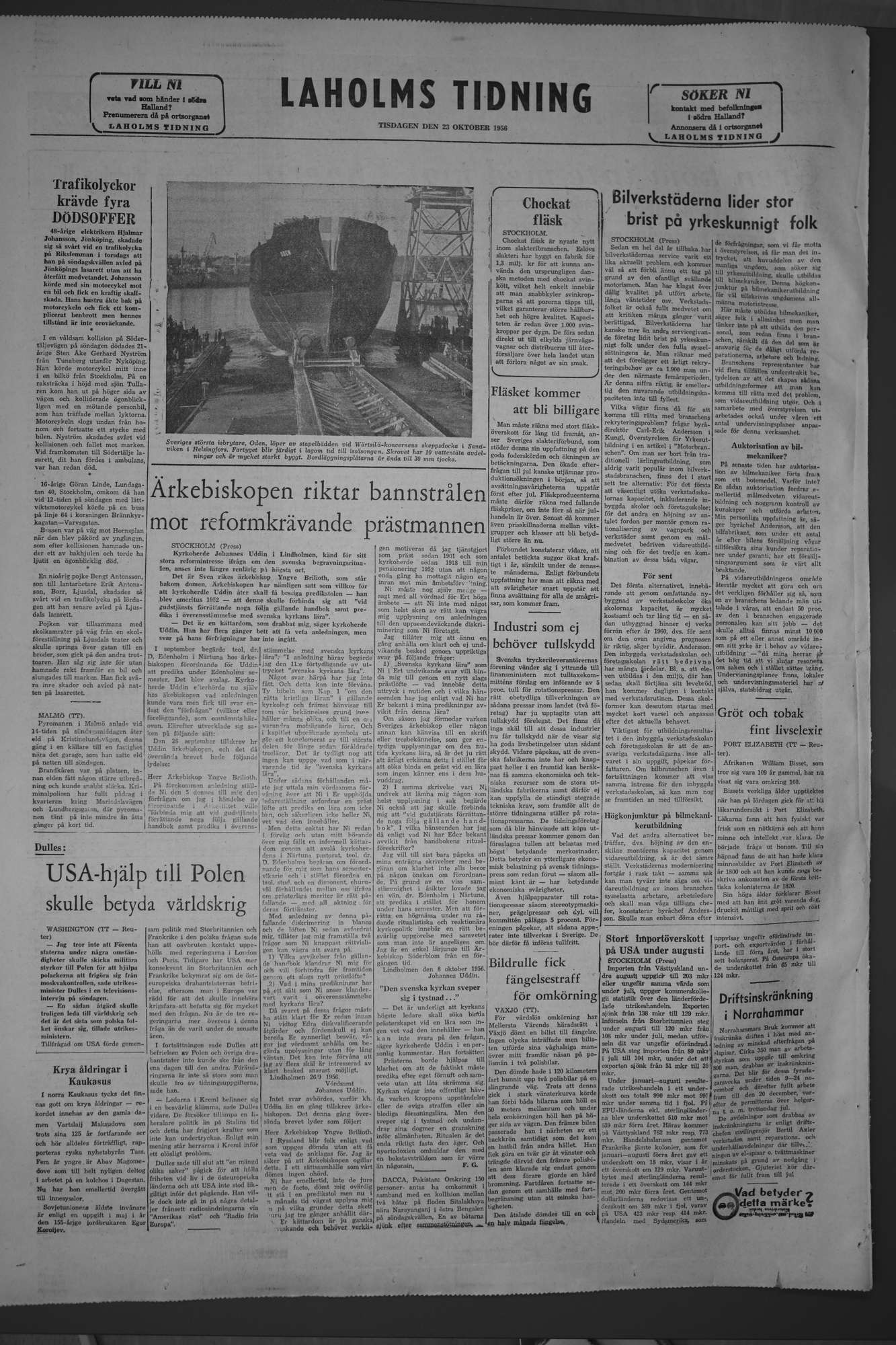 Laholms Tidning Tisdag 23 oktober 1956, sida 8