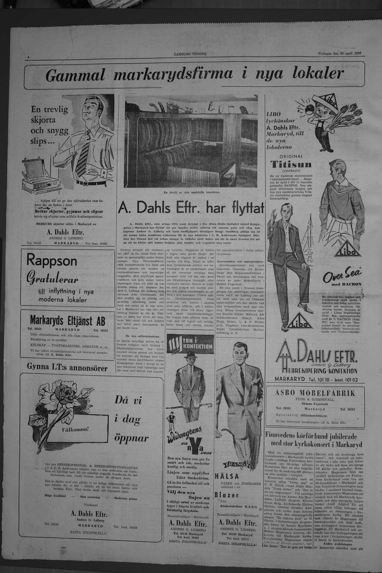 Laholms Tidning Tisdag 24 april 1956, sida 4