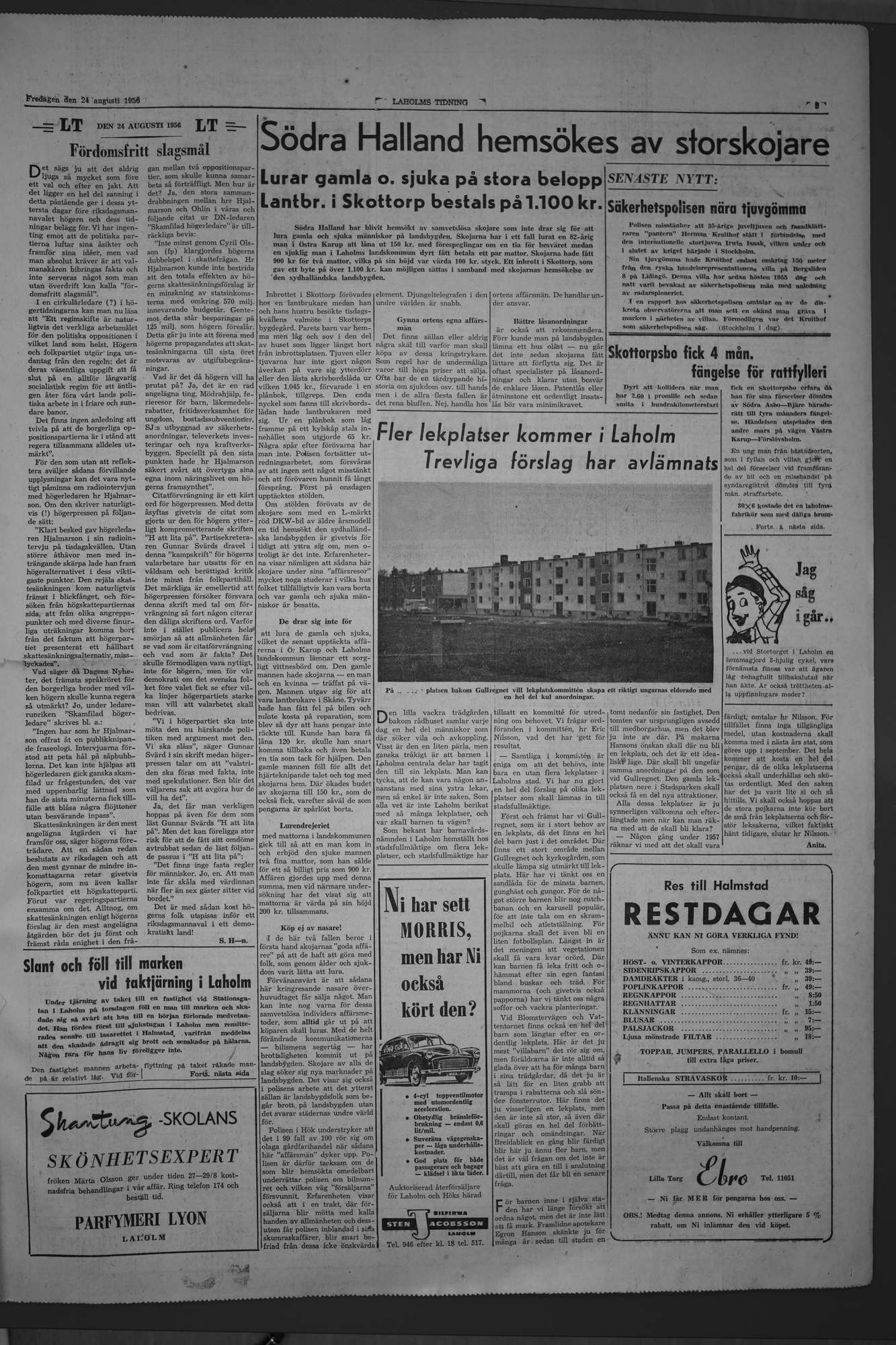 Laholms Tidning Fredag 24 augusti 1956, sida 3