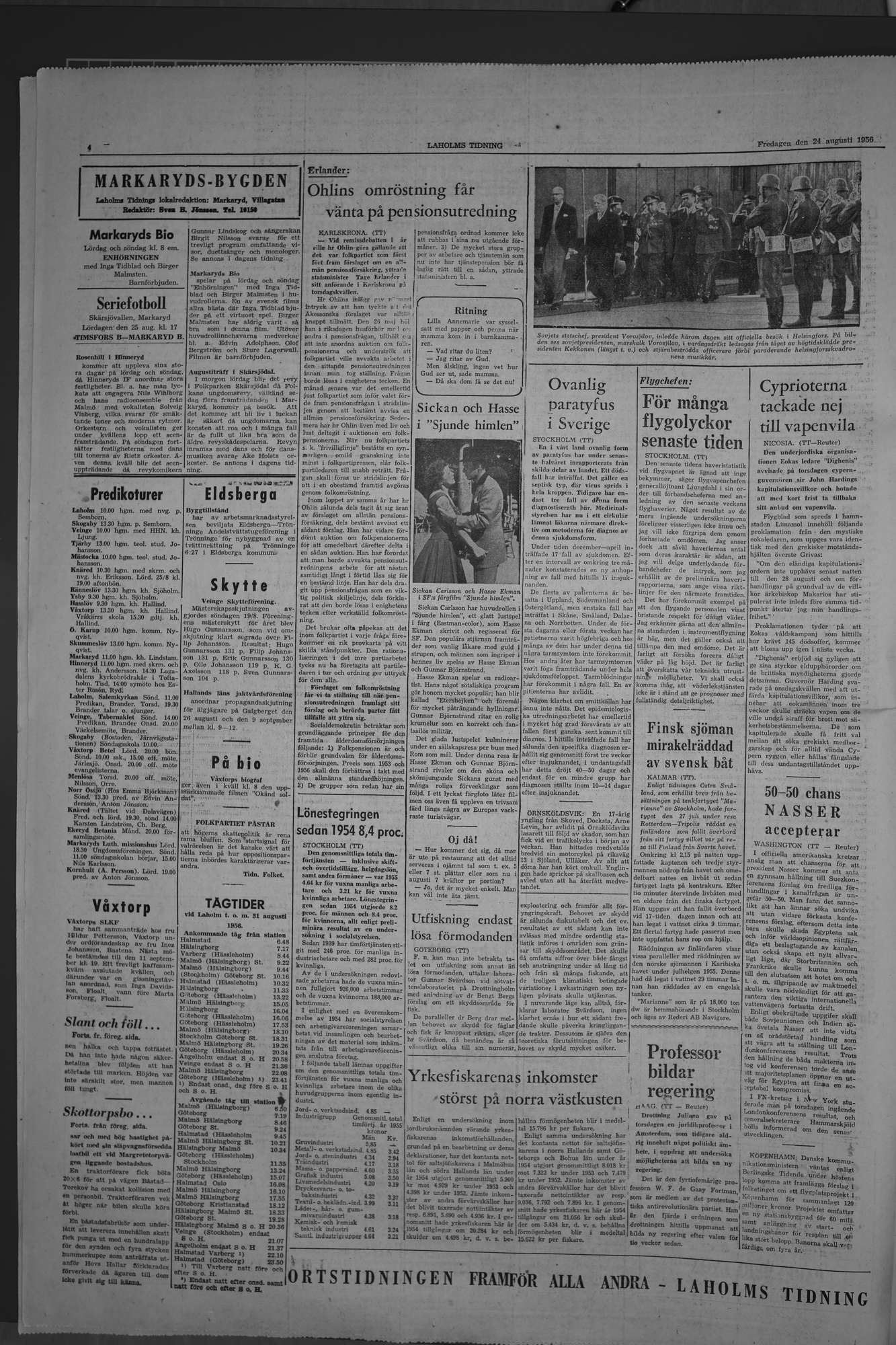 Laholms Tidning Fredag 24 augusti 1956, sida 4