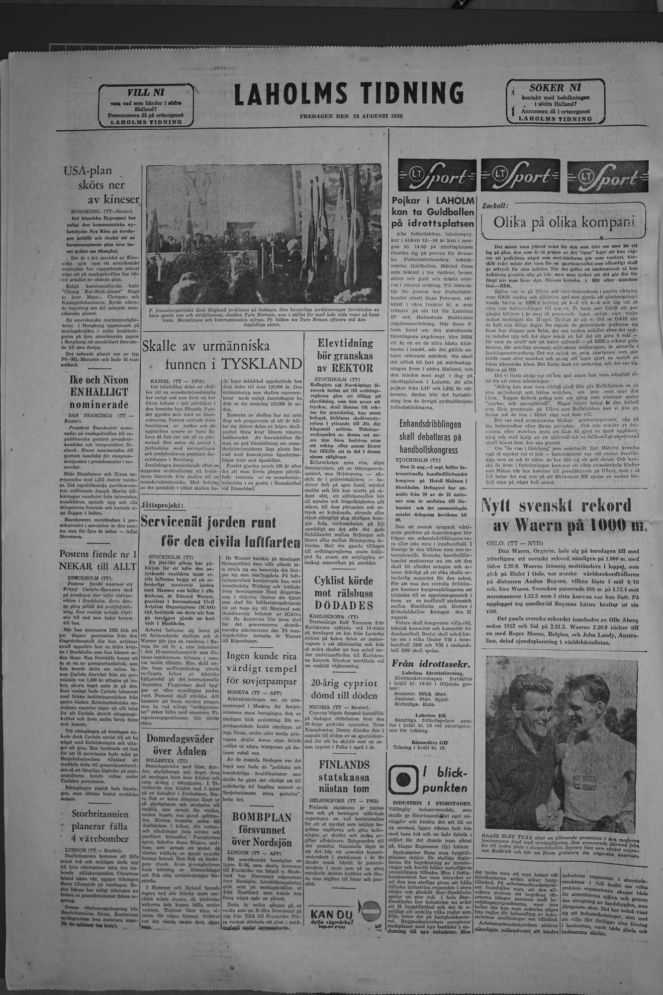 Laholms Tidning Fredag 24 augusti 1956, sida 8