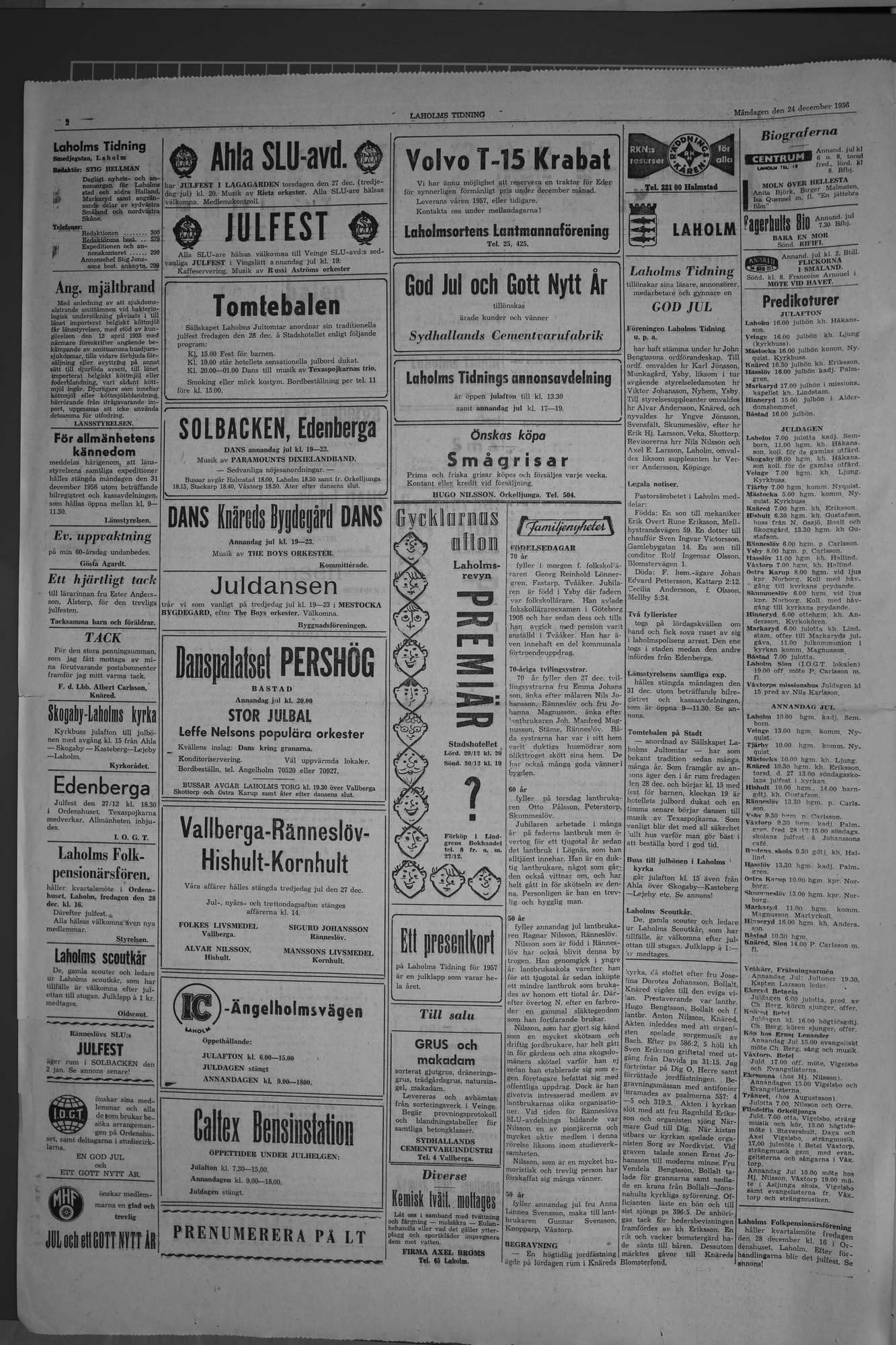 Laholms Tidning Måndag 24 december 1956, sida 2
