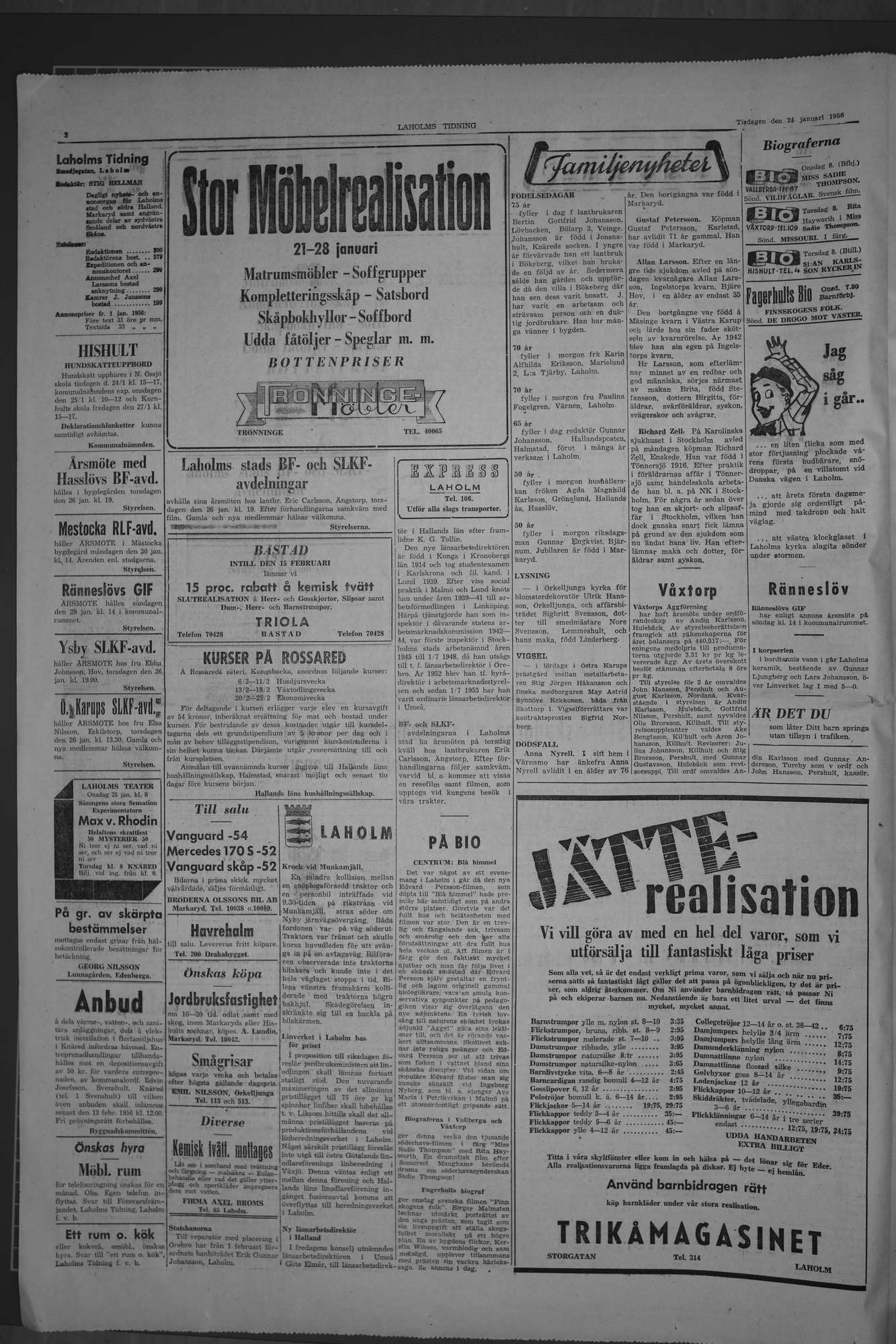 Laholms Tidning Tisdag 24 januari 1956, sida 2