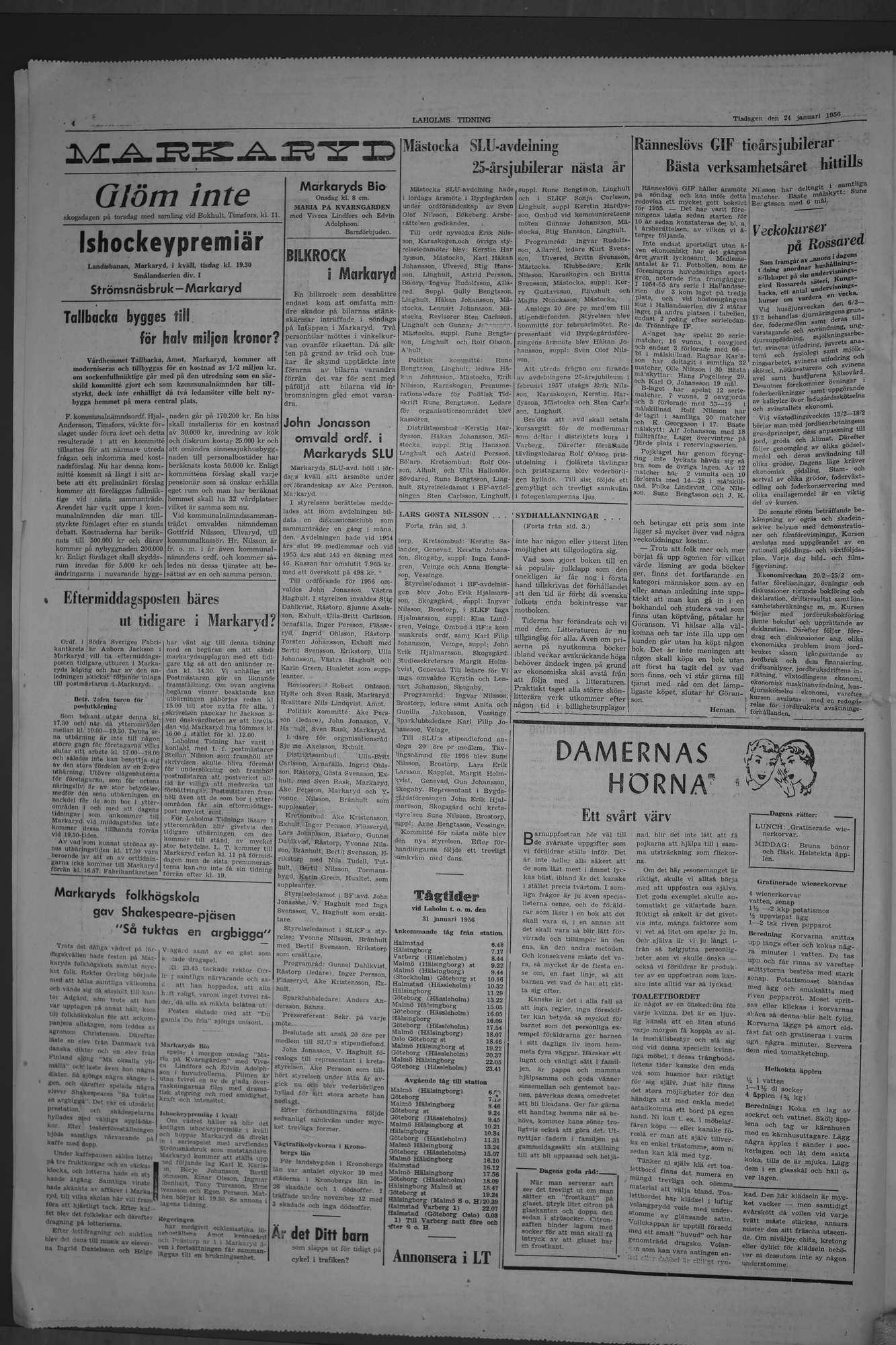 Laholms Tidning Tisdag 24 januari 1956, sida 4
