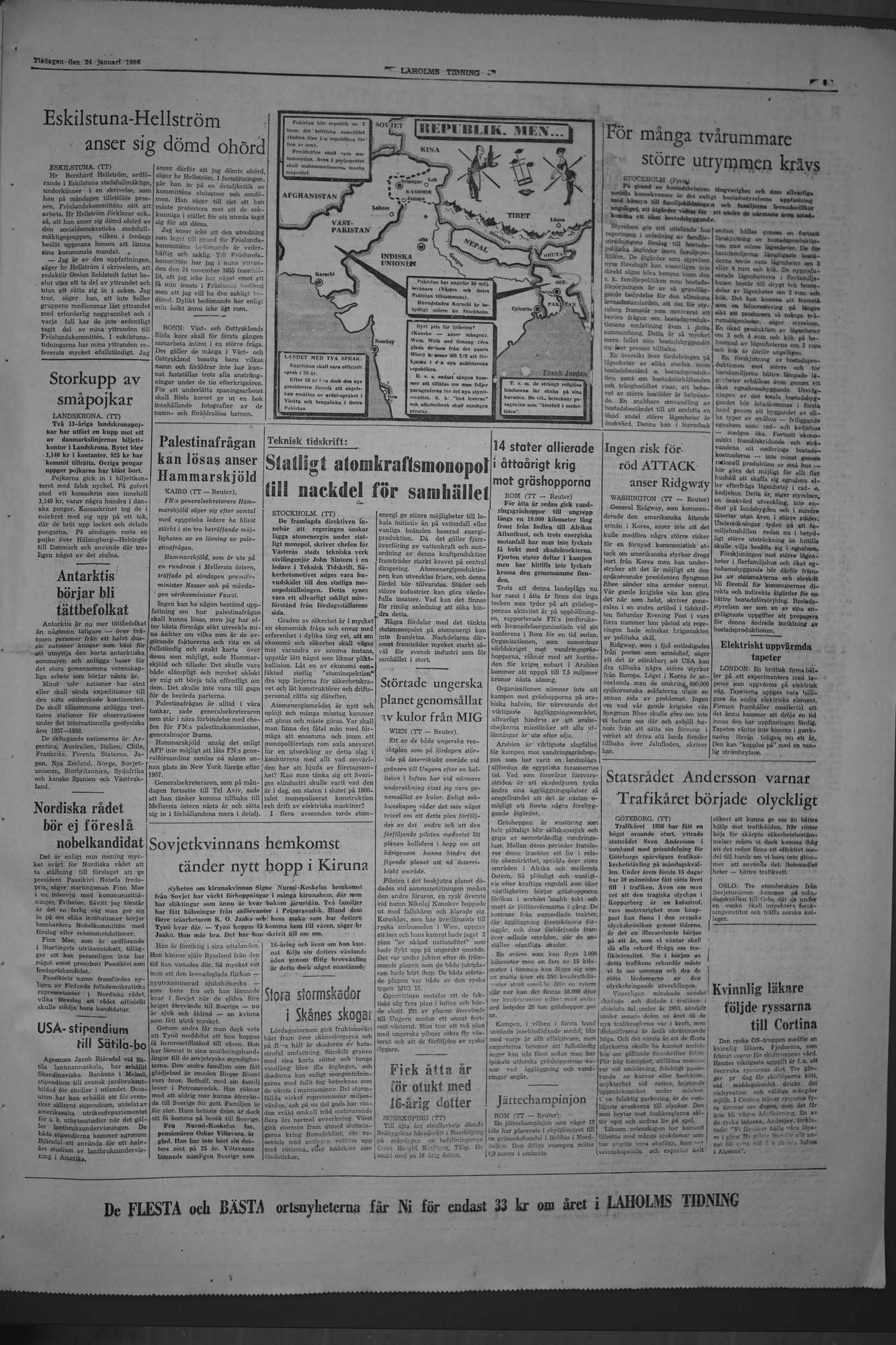 Laholms Tidning Tisdag 24 januari 1956, sida 7