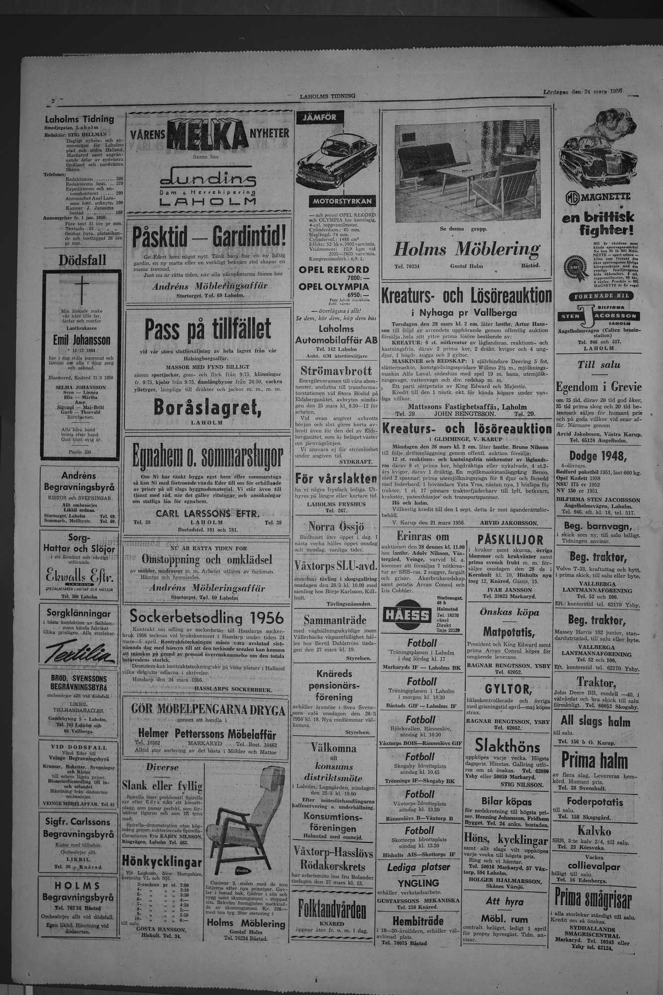 Laholms Tidning Lördag 24 mars 1956, sida 2
