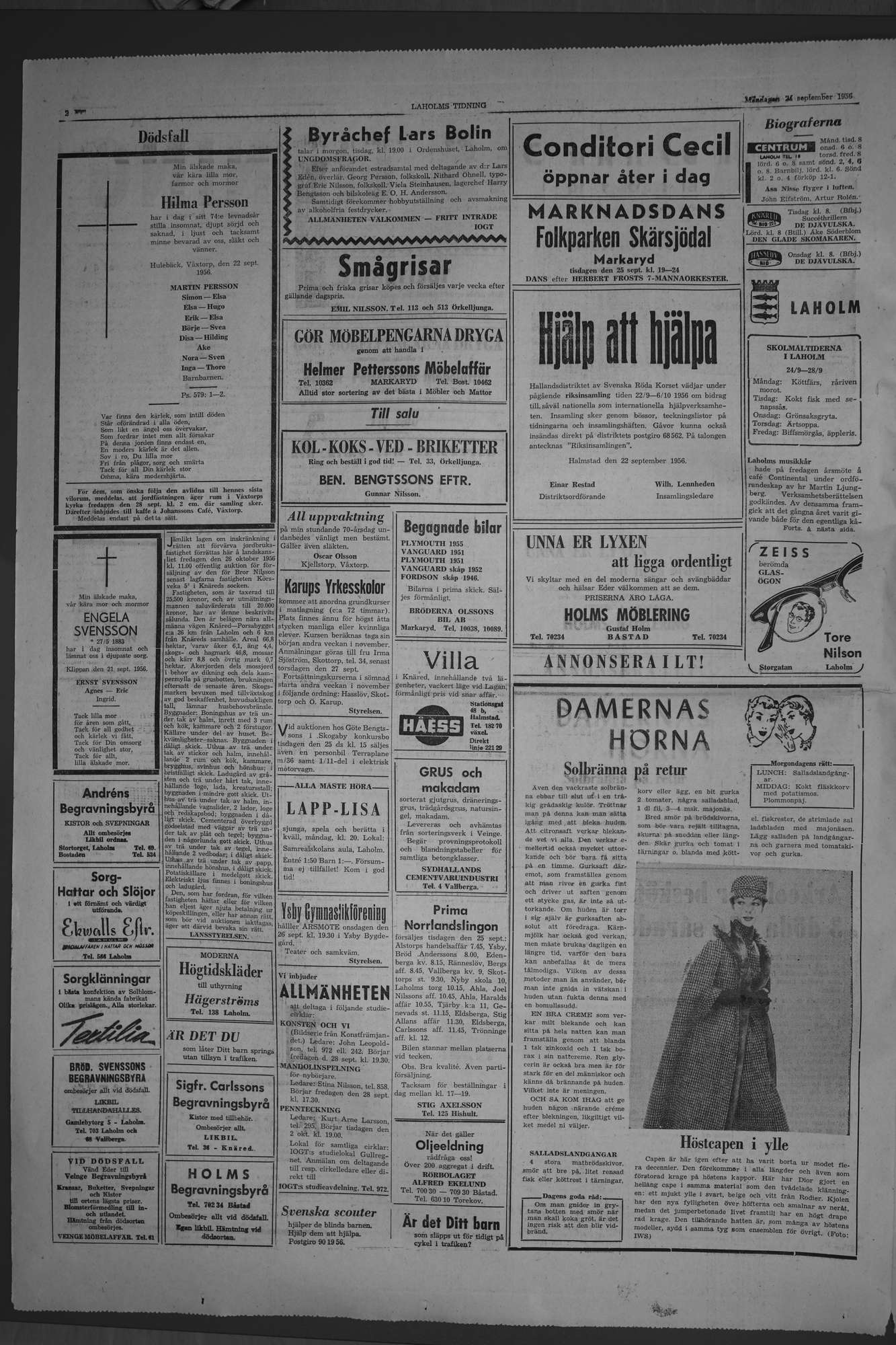 Laholms Tidning Måndag 24 september 1956, sida 2