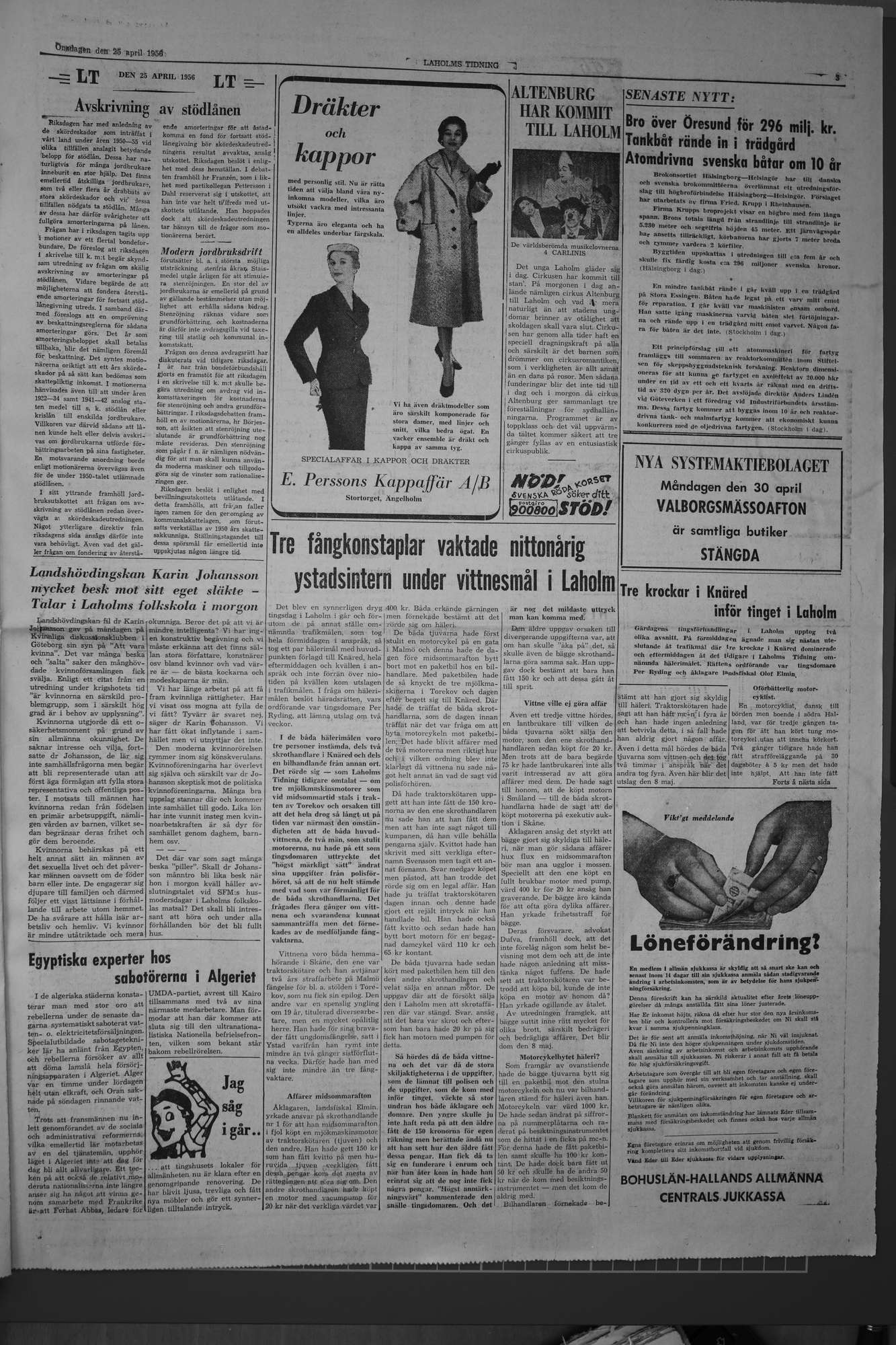 Laholms Tidning Onsdag 25 april 1956, sida 3