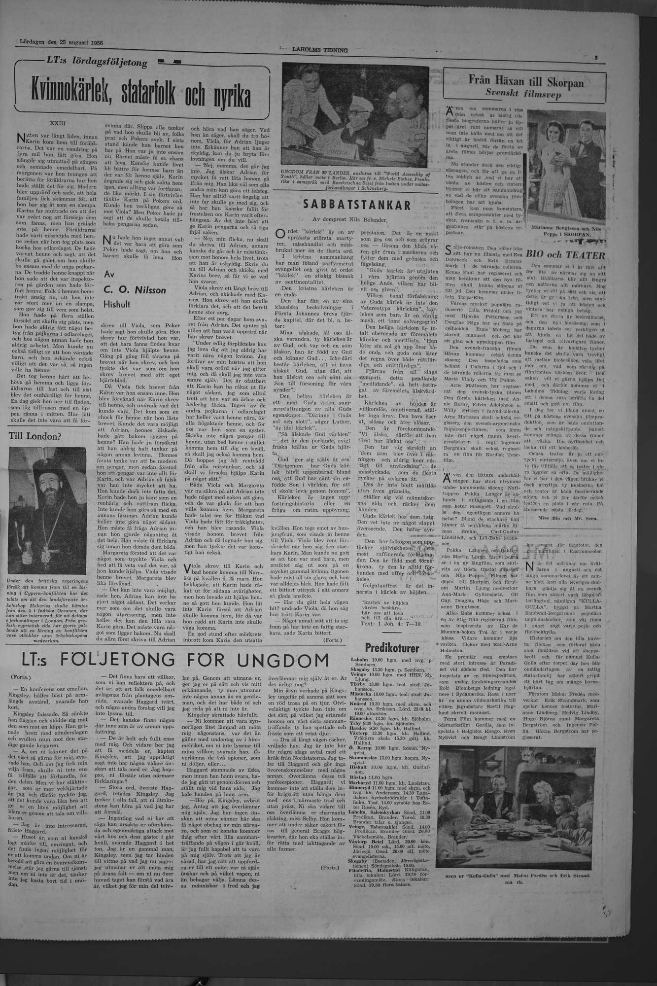 Laholms Tidning Lördag 25 augusti 1956, sida 5