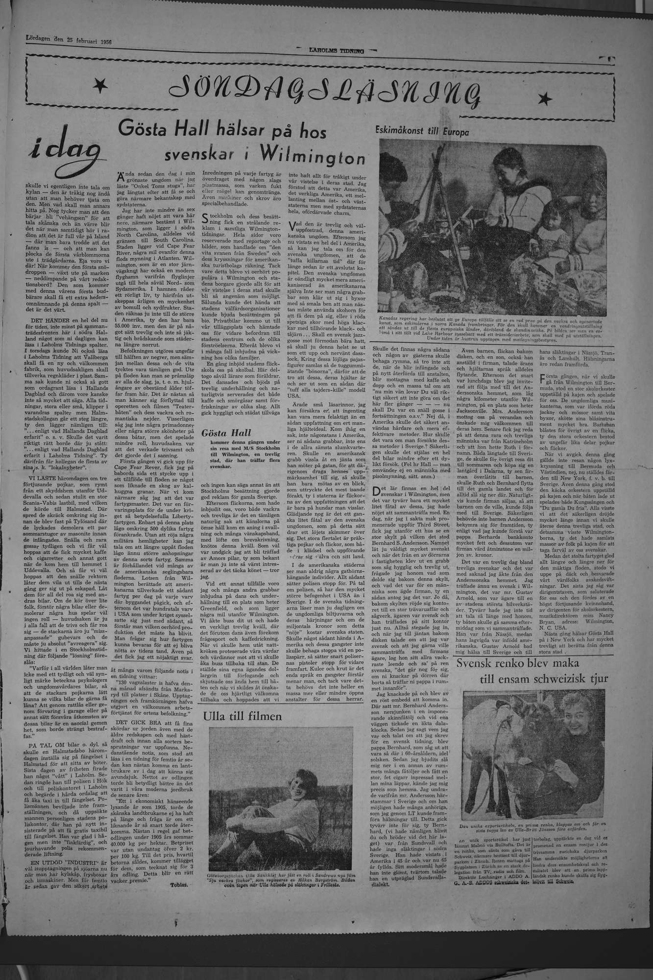 Laholms Tidning Lördag 25 februari 1956, sida 7
