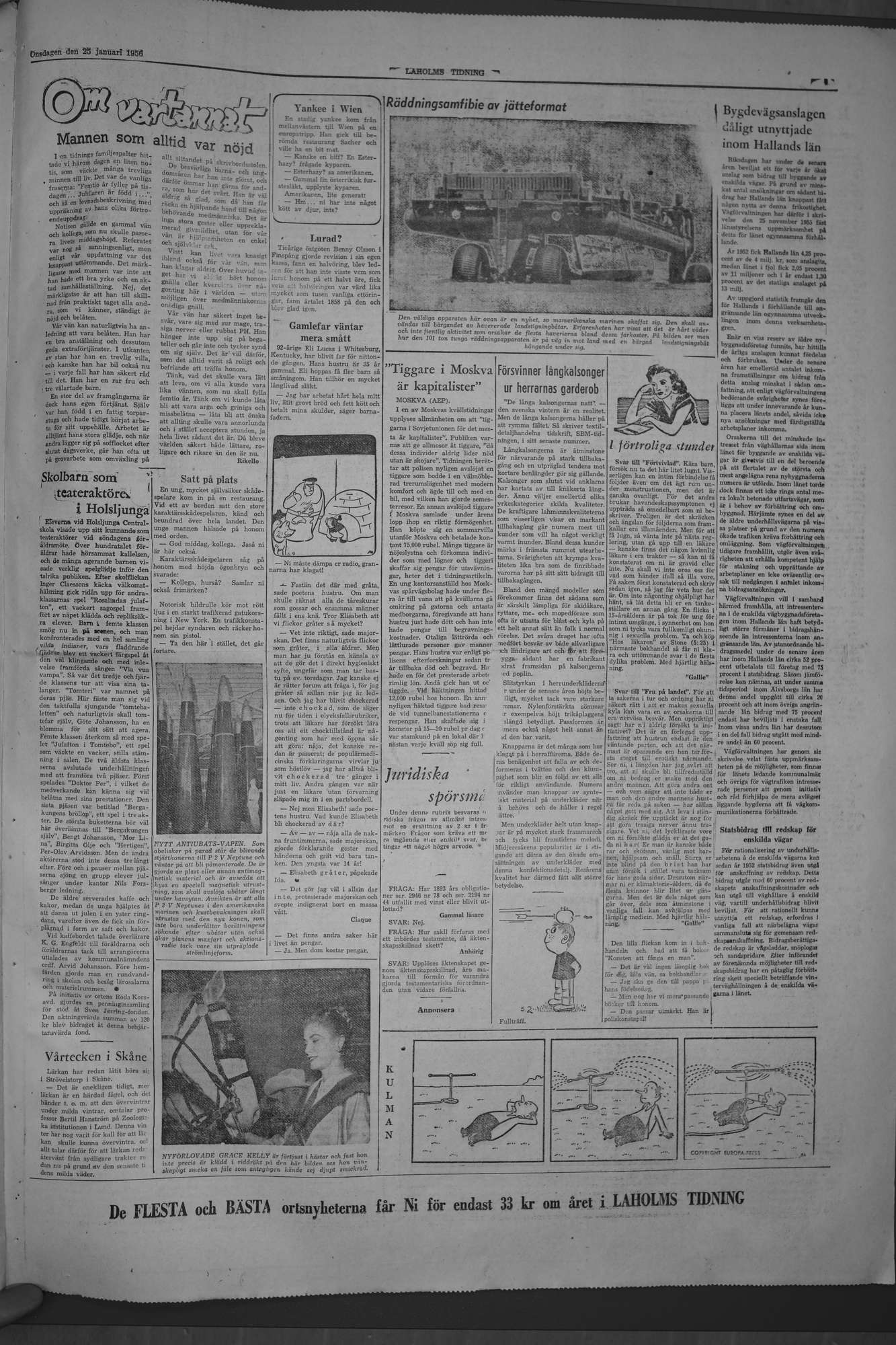 Laholms Tidning Onsdag 25 januari 1956, sida 7
