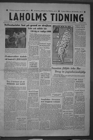Förstasidan, Onsdag 25 juli 1956