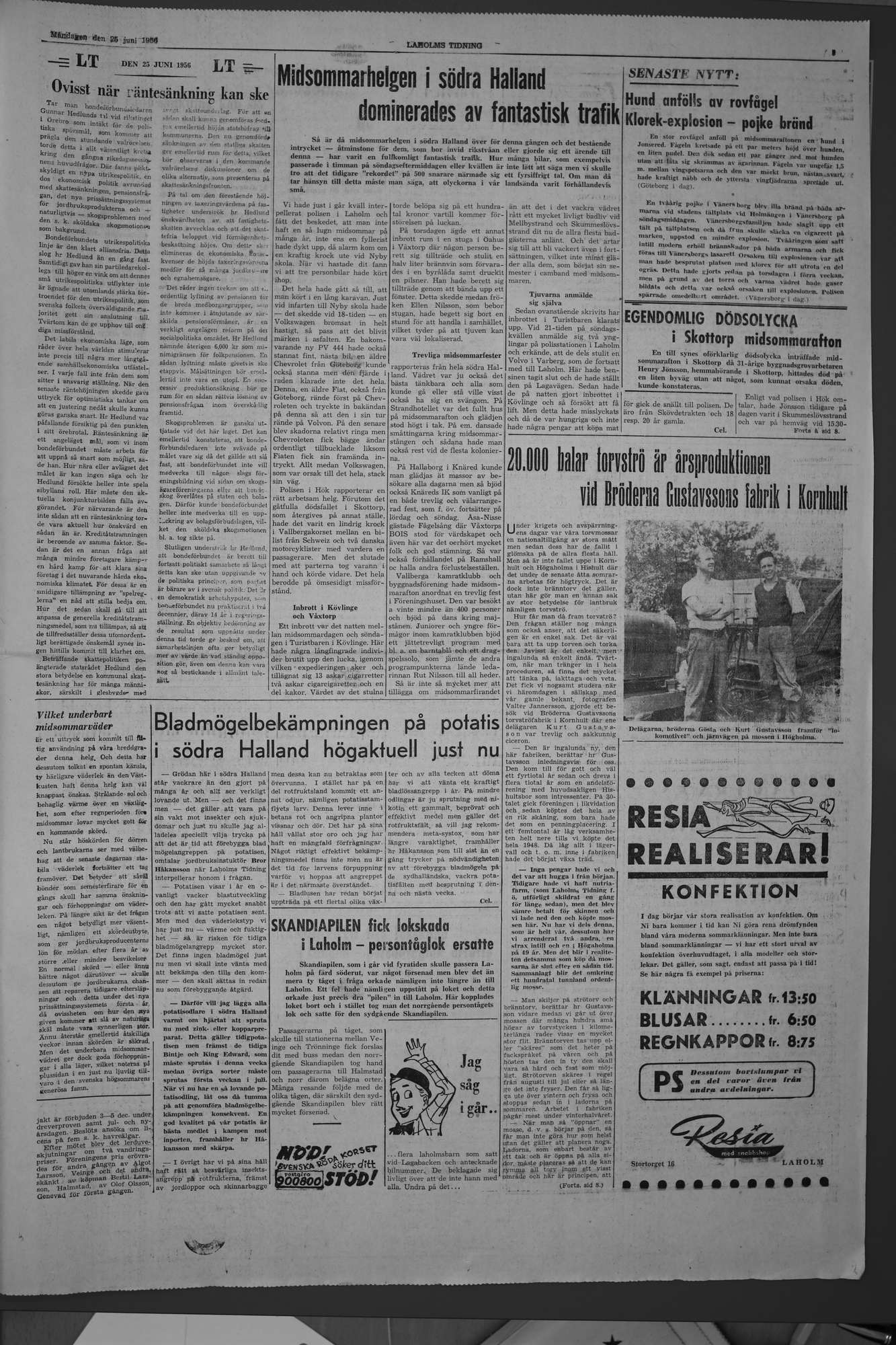 Laholms Tidning Måndag 25 juni 1956, sida 3