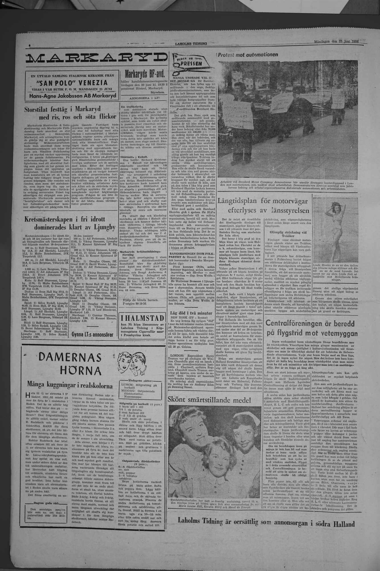 Laholms Tidning Måndag 25 juni 1956, sida 4