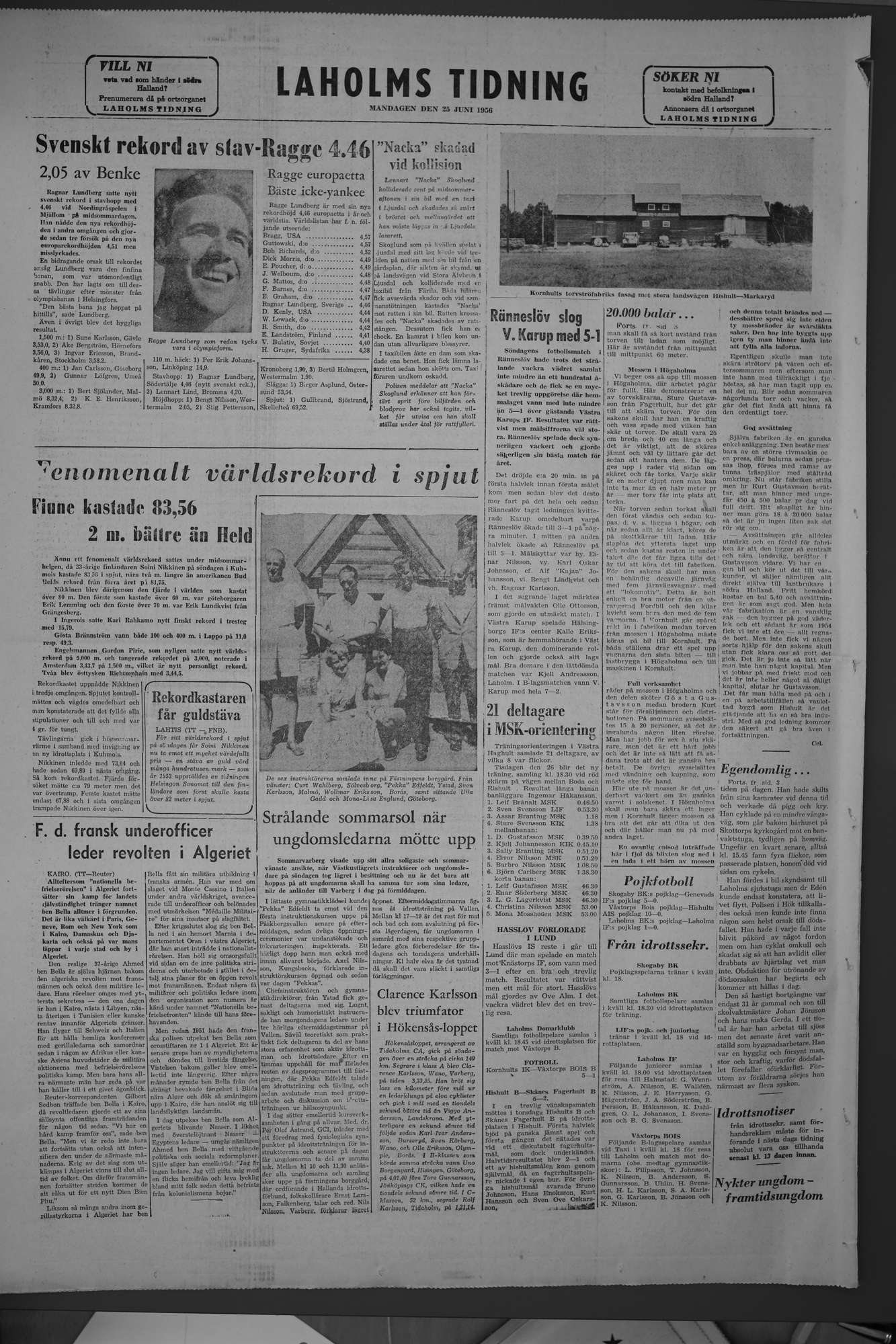 Laholms Tidning Måndag 25 juni 1956, sida 8