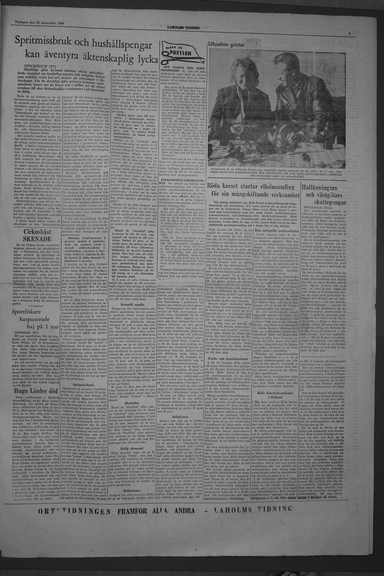 Laholms Tidning Tisdag 25 september 1956, sida 5