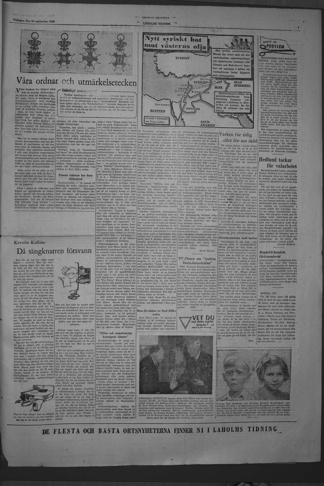 Laholms Tidning Tisdag 25 september 1956, sida 7