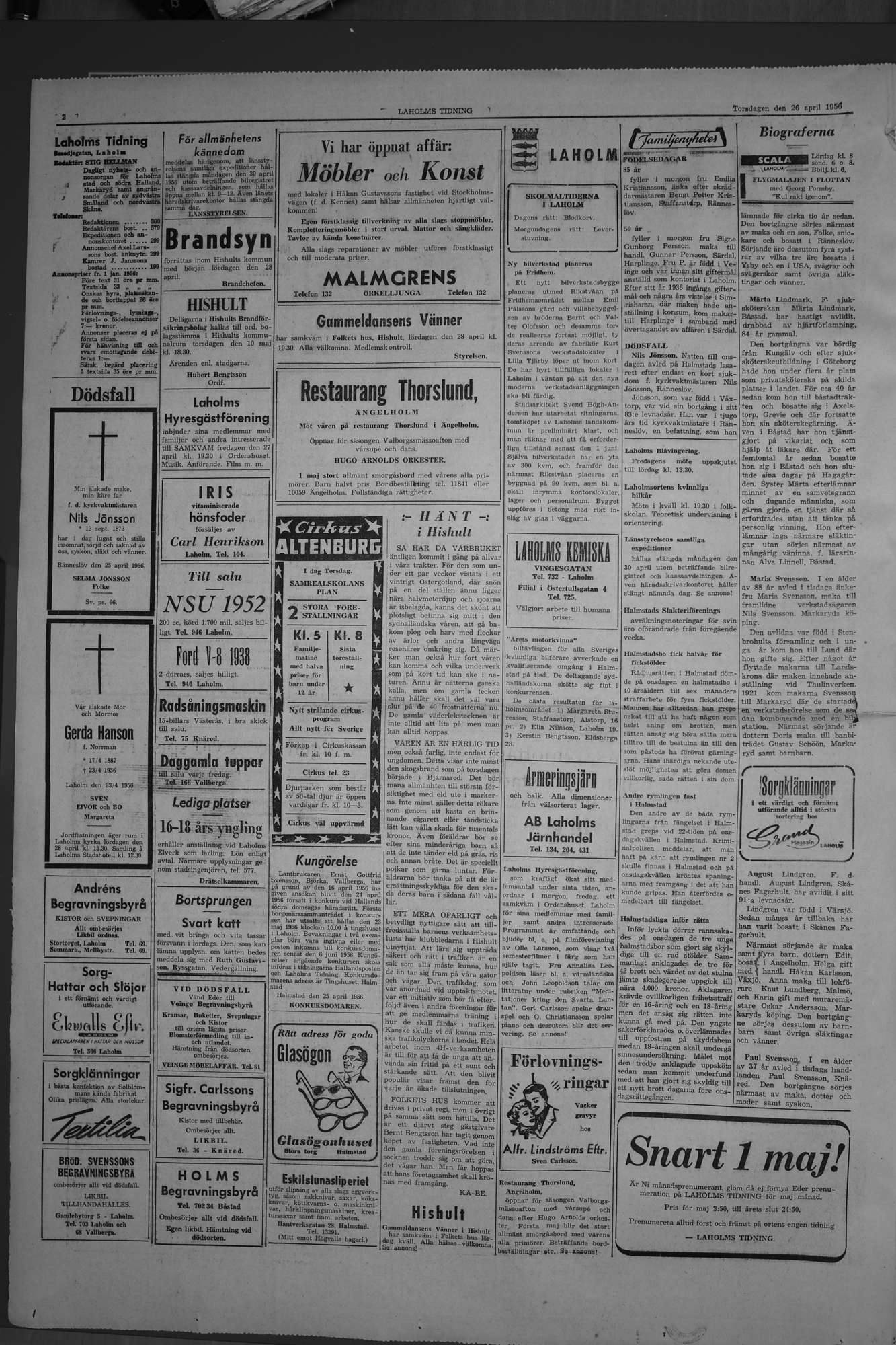 Laholms Tidning Torsdag 26 april 1956, sida 2
