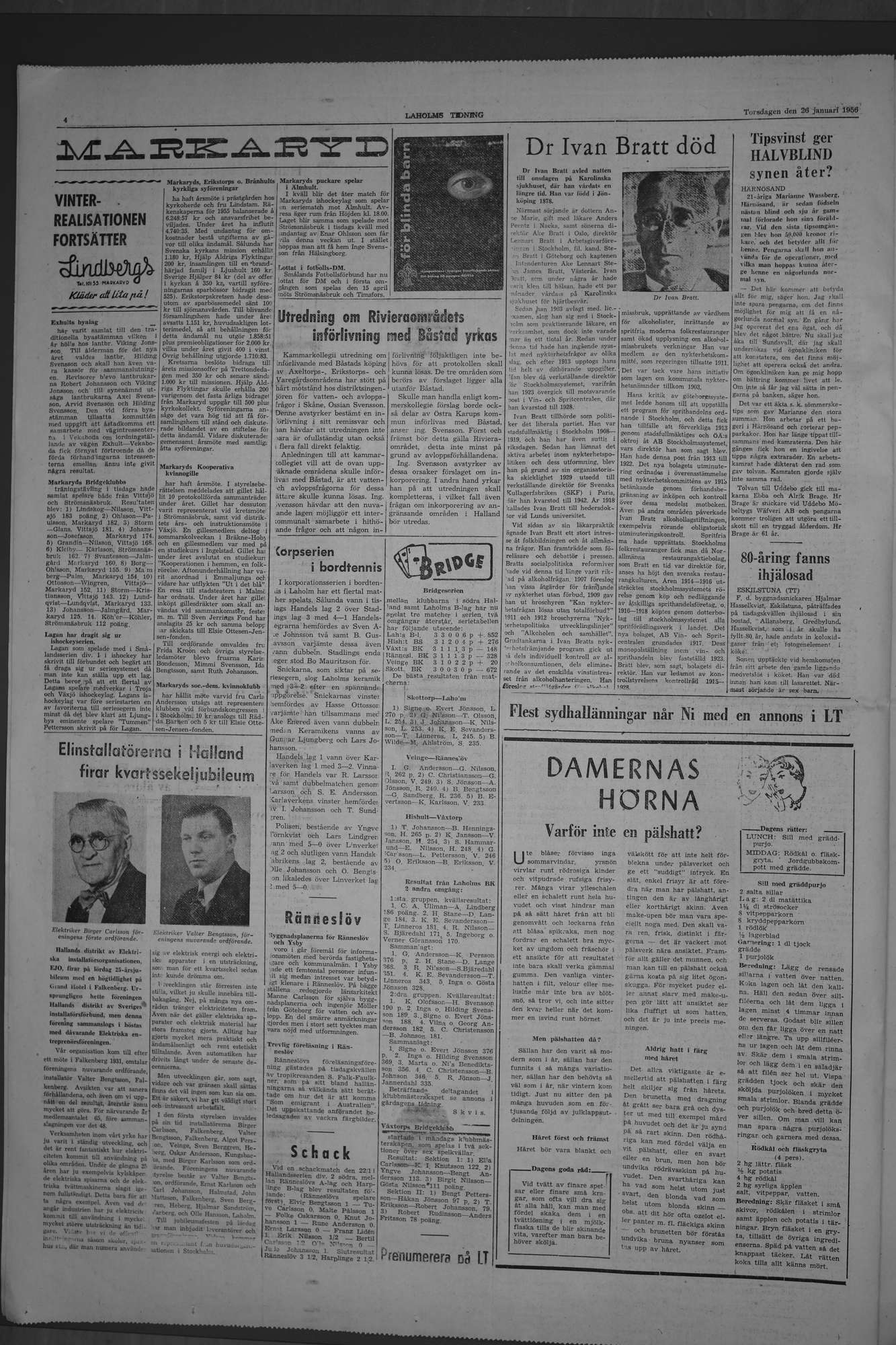 Laholms Tidning Torsdag 26 januari 1956, sida 4