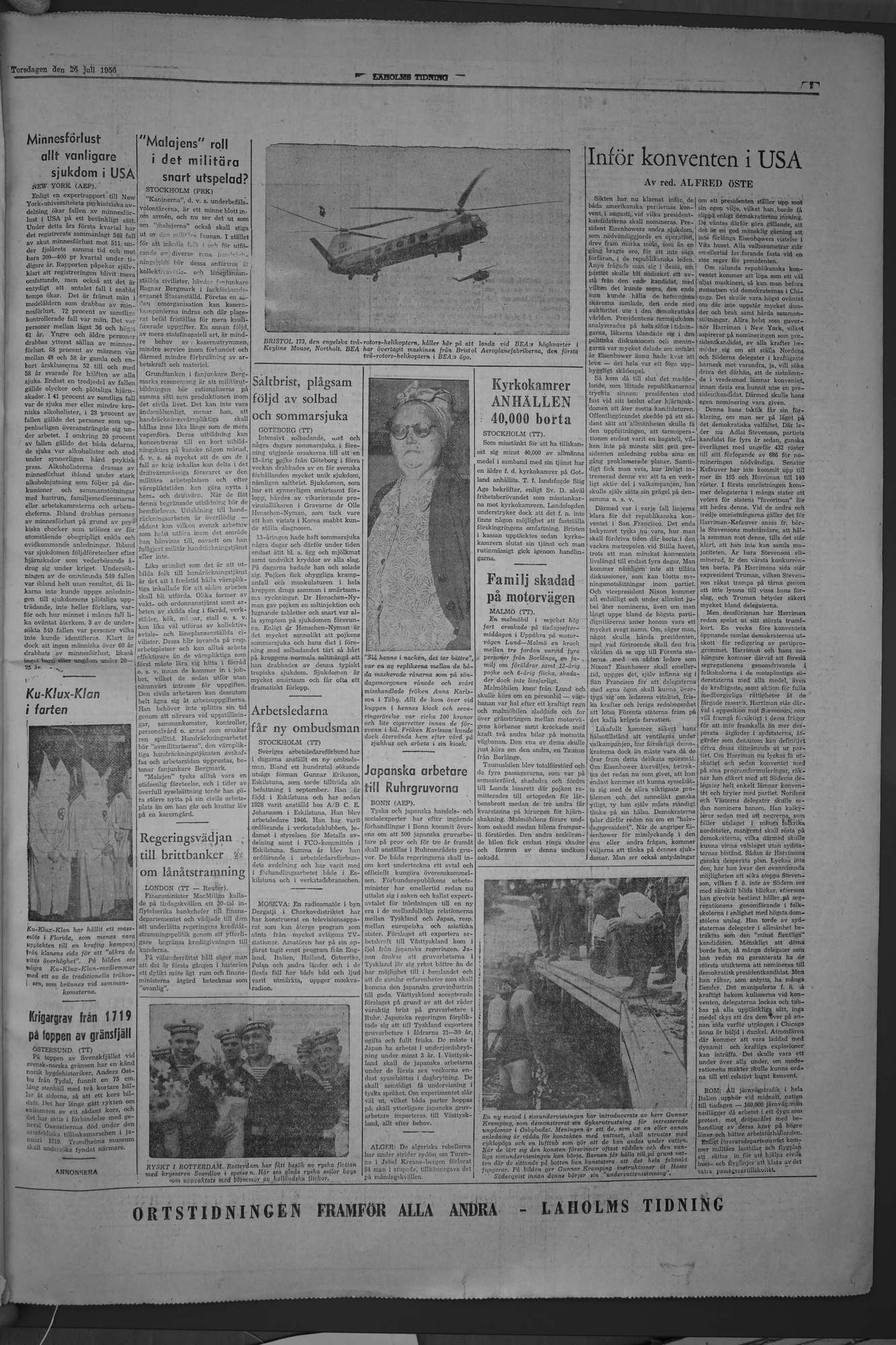 Laholms Tidning Torsdag 26 juli 1956, sida 7