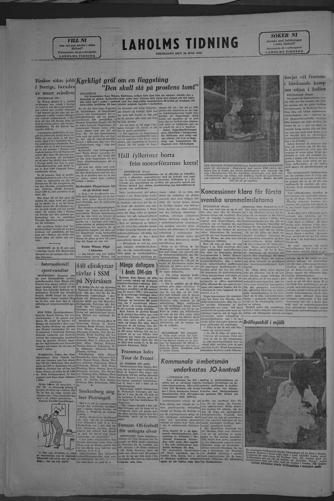 Laholms Tidning Torsdag 26 juli 1956, sida 8