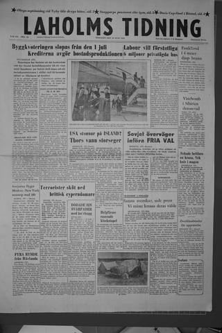 Förstasidan, Tisdag 26 juni 1956