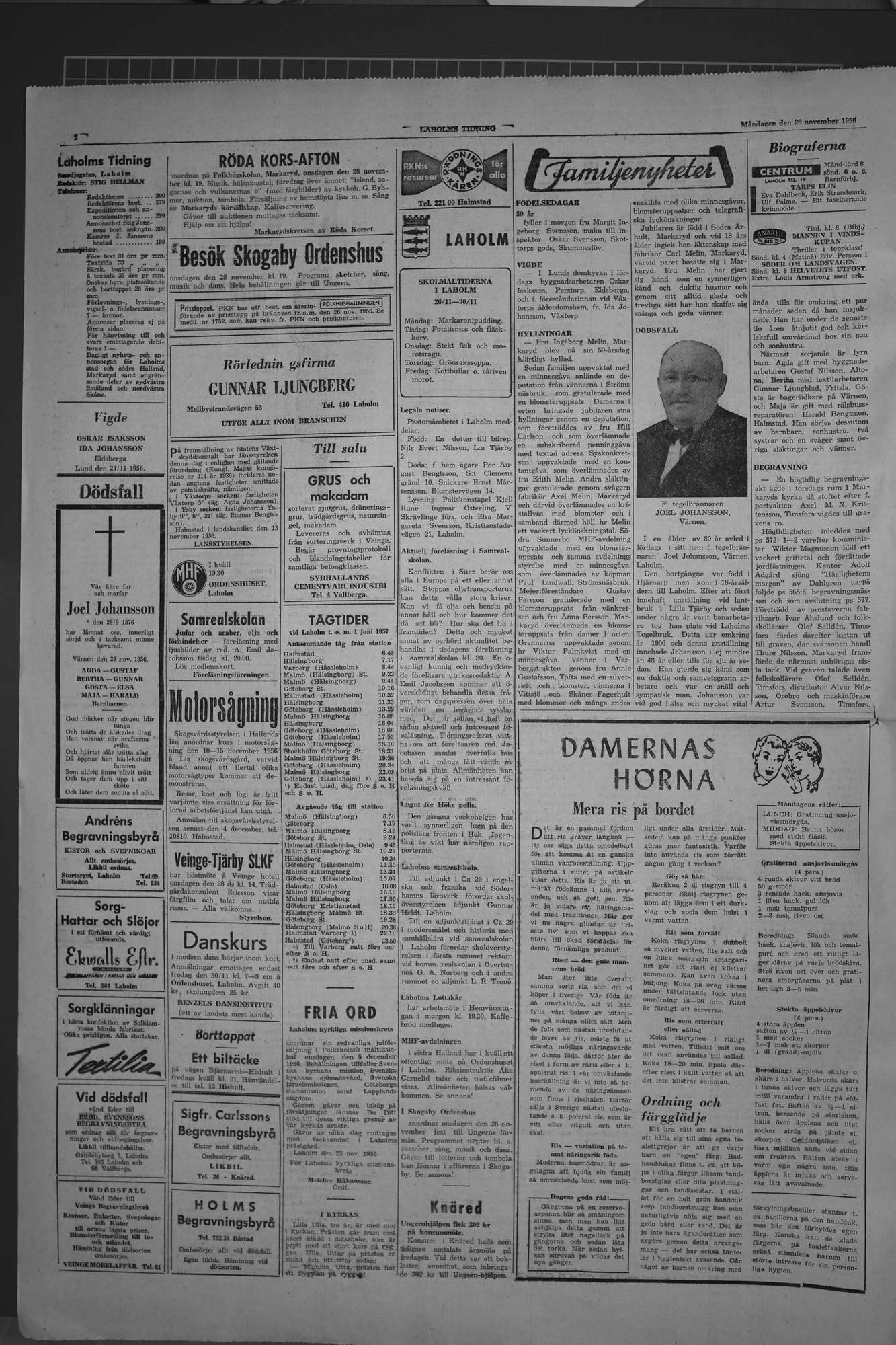 Laholms Tidning Måndag 26 november 1956, sida 2