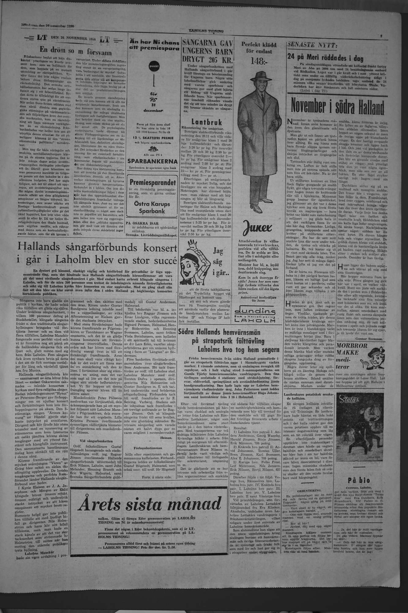 Laholms Tidning Måndag 26 november 1956, sida 3