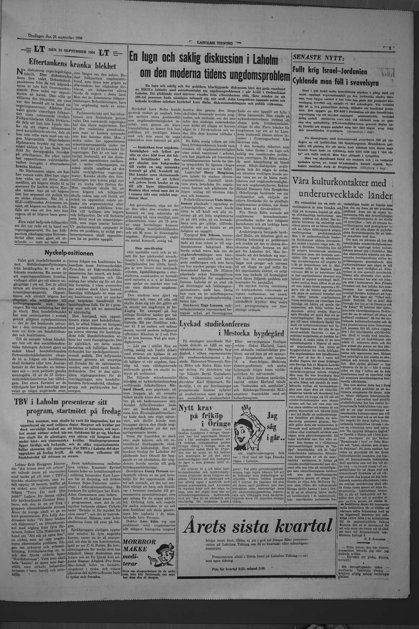 Laholms Tidning Onsdag 26 september 1956, sida 3