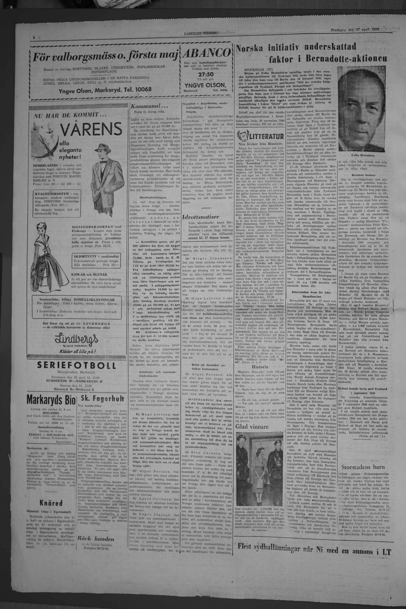Laholms Tidning Fredag 27 april 1956, sida 4