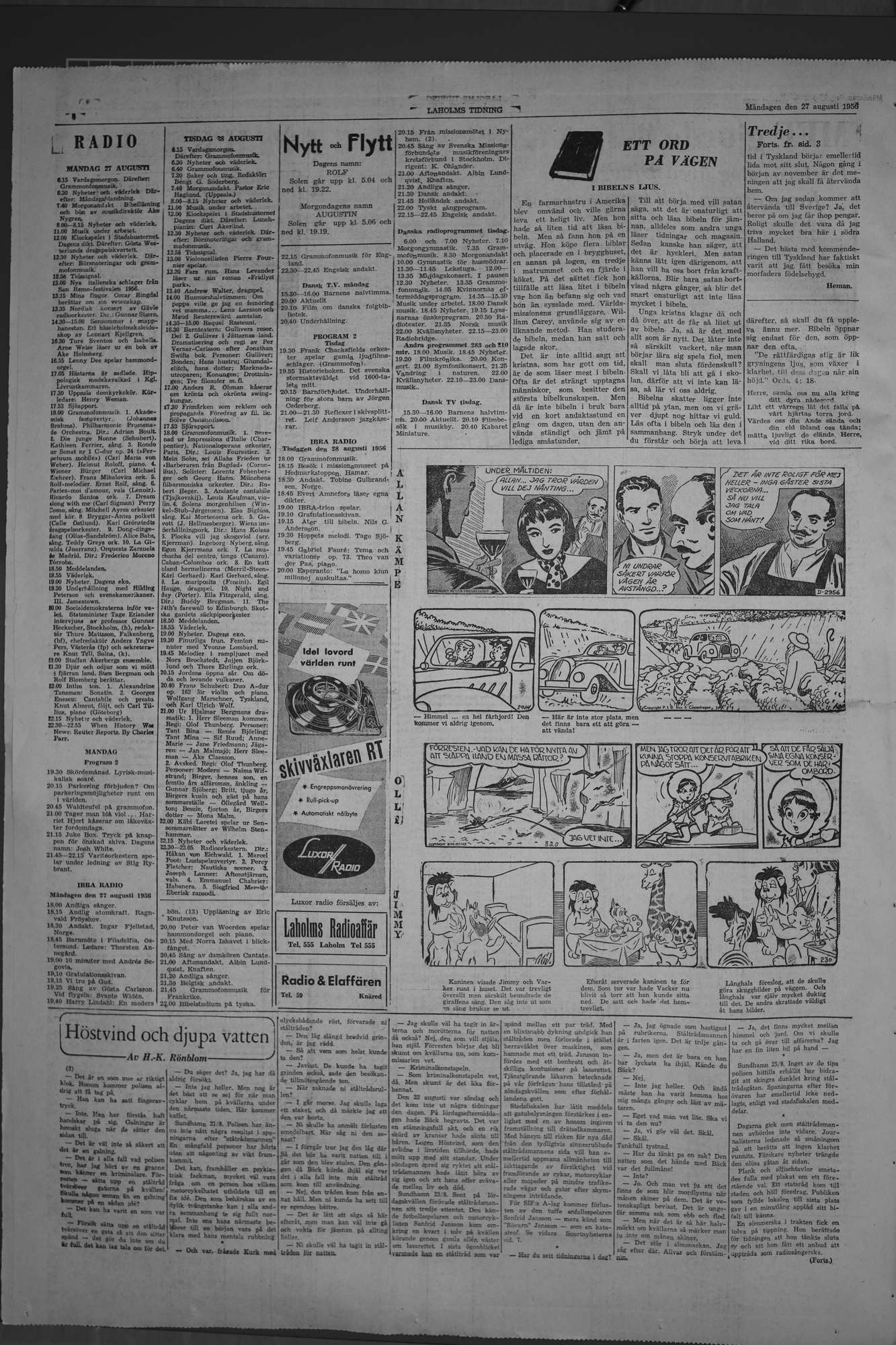 Laholms Tidning Måndag 27 augusti 1956, sida 6