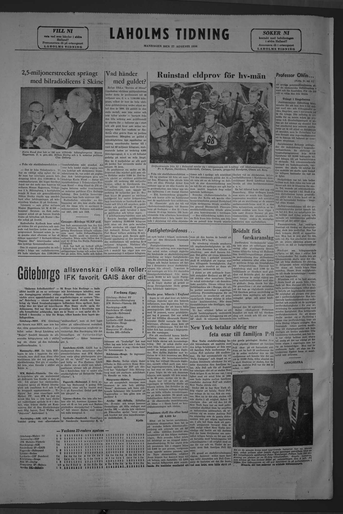 Laholms Tidning Måndag 27 augusti 1956, sida 8