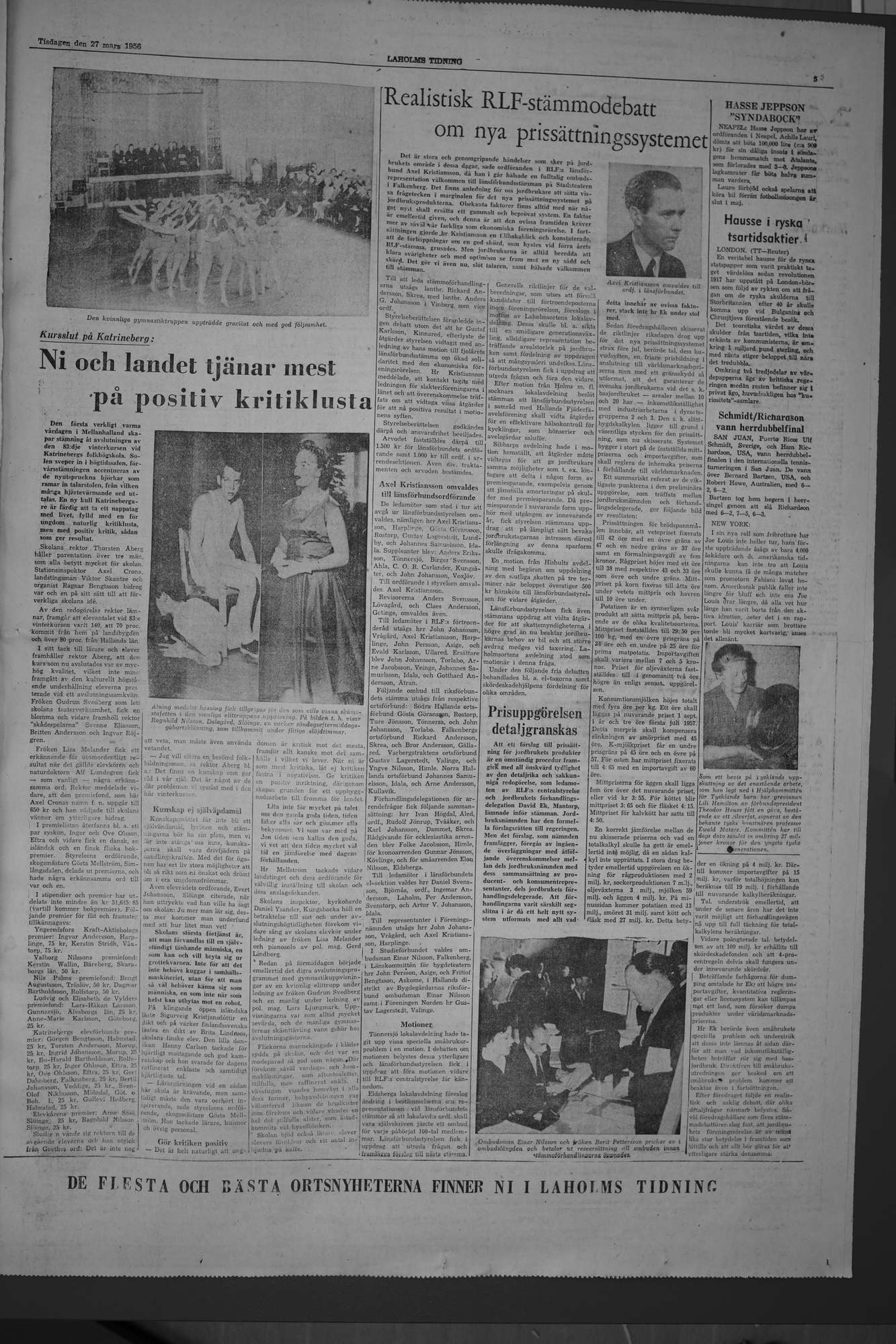 Laholms Tidning Tisdag 27 mars 1956, sida 5