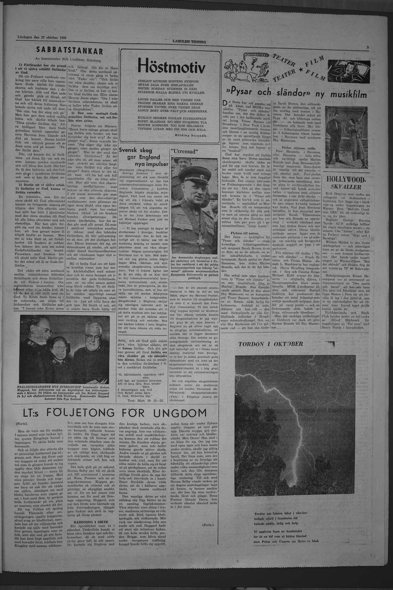 Laholms Tidning Lördag 27 oktober 1956, sida 5