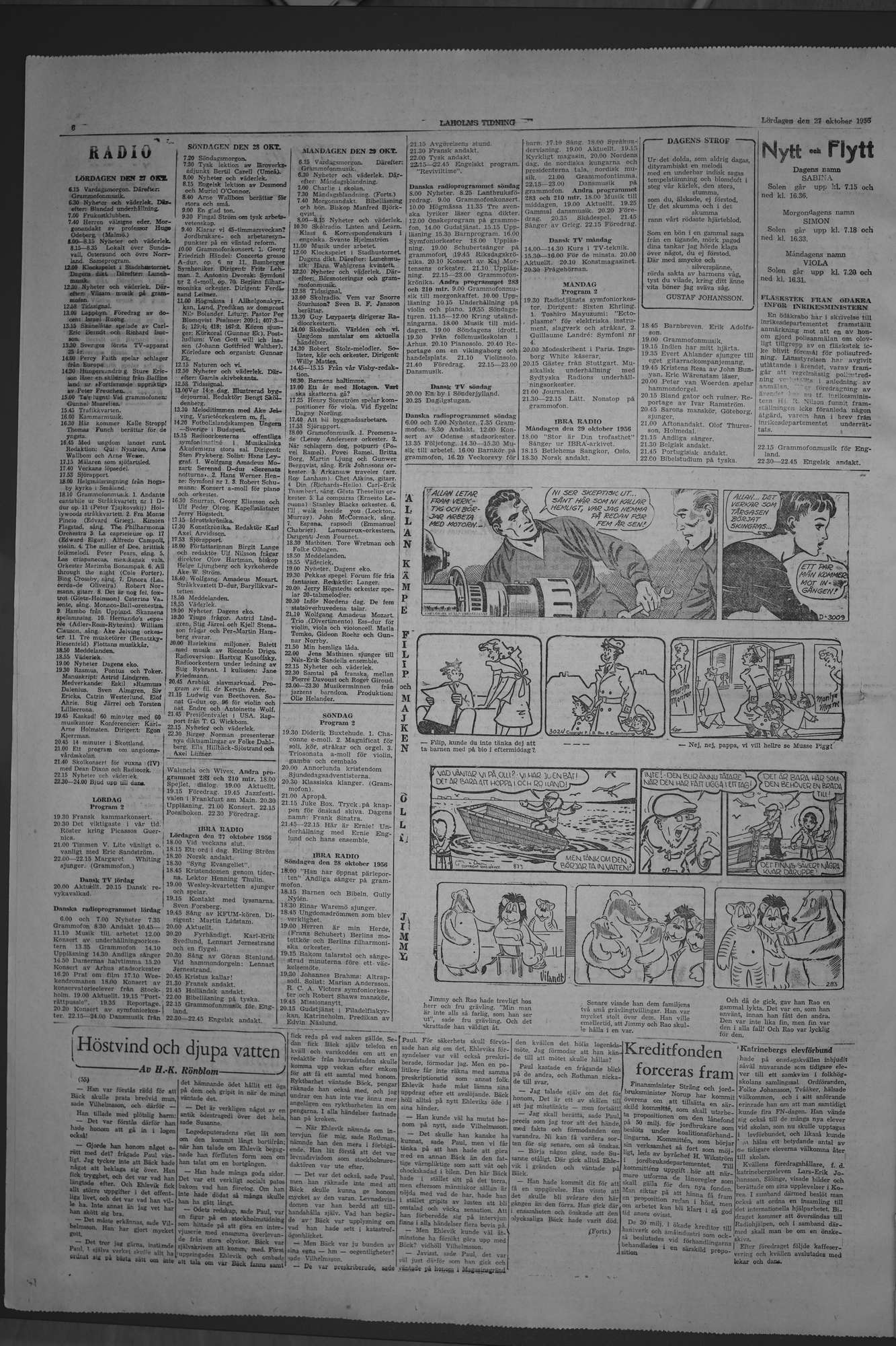 Laholms Tidning Lördag 27 oktober 1956, sida 6