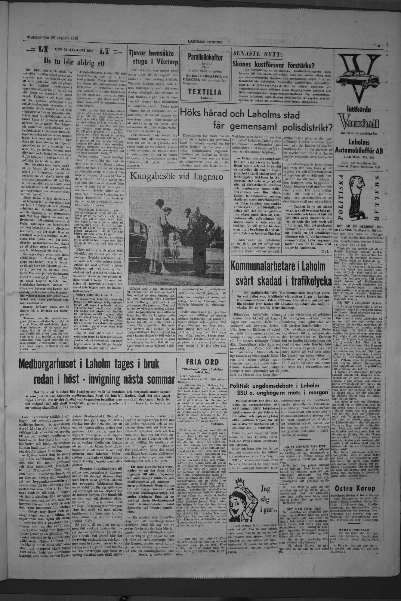 Laholms Tidning Tisdag 28 augusti 1956, sida 3