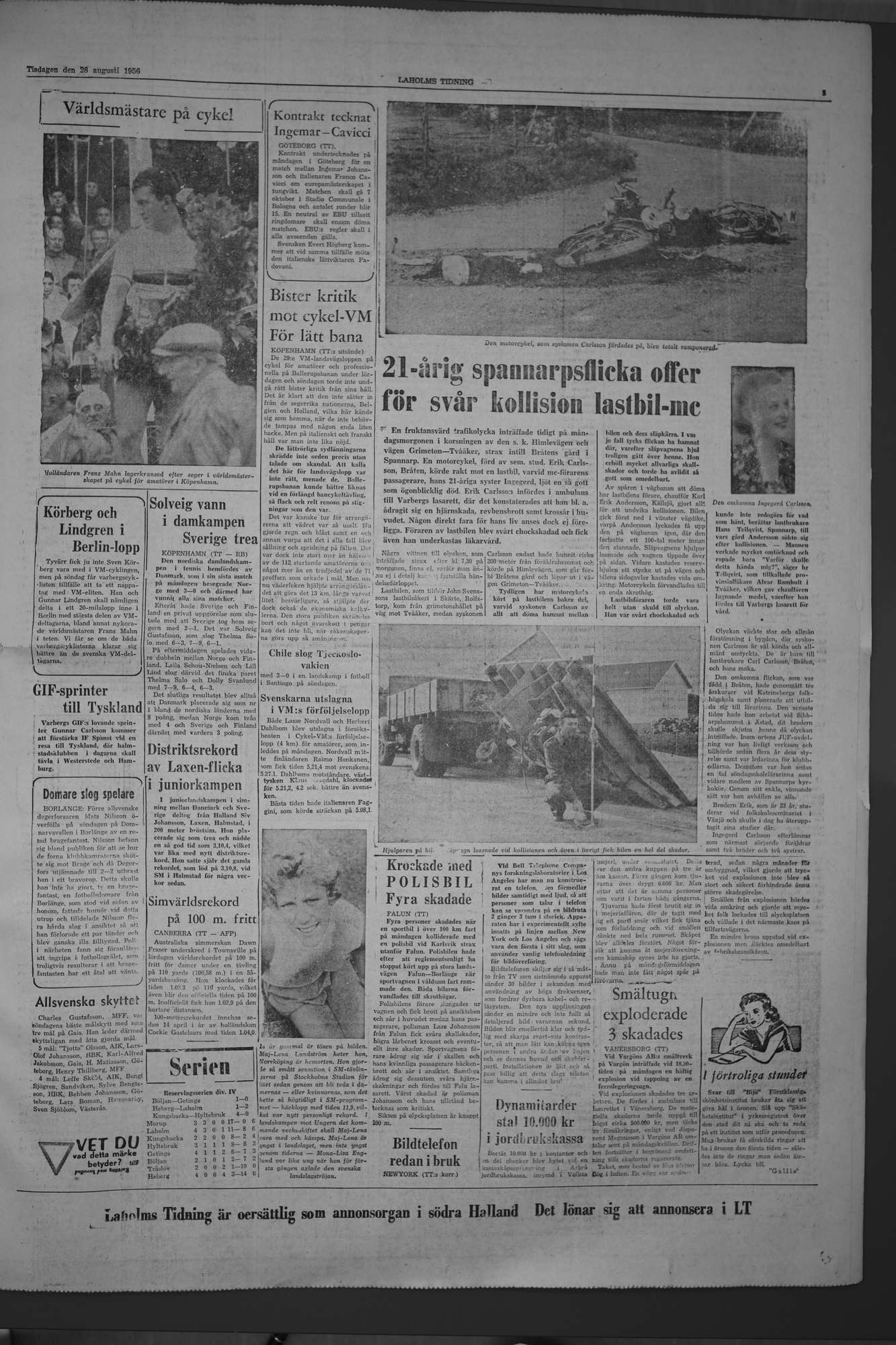 Laholms Tidning Tisdag 28 augusti 1956, sida 5