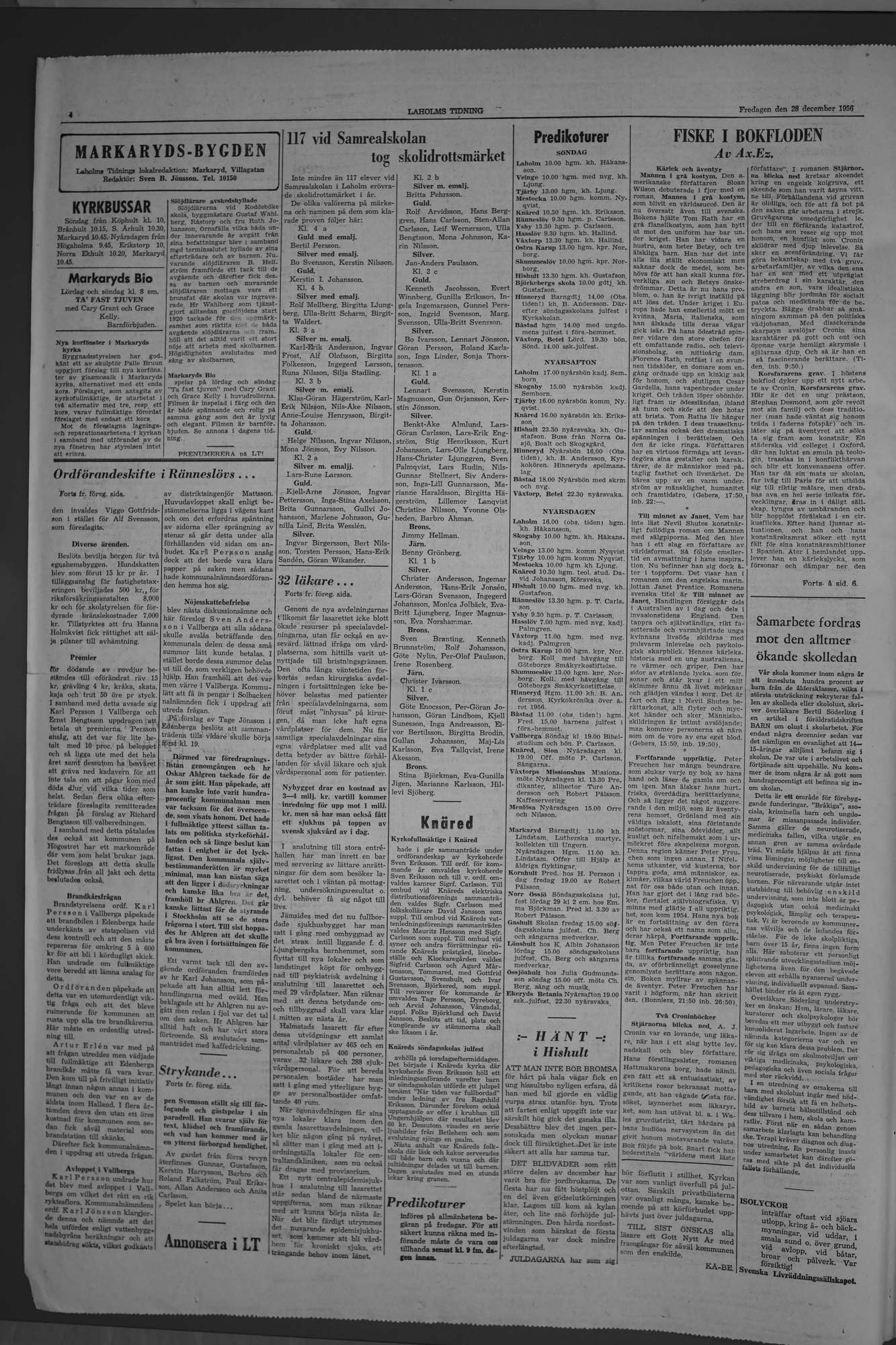 Laholms Tidning Fredag 28 december 1956, sida 4