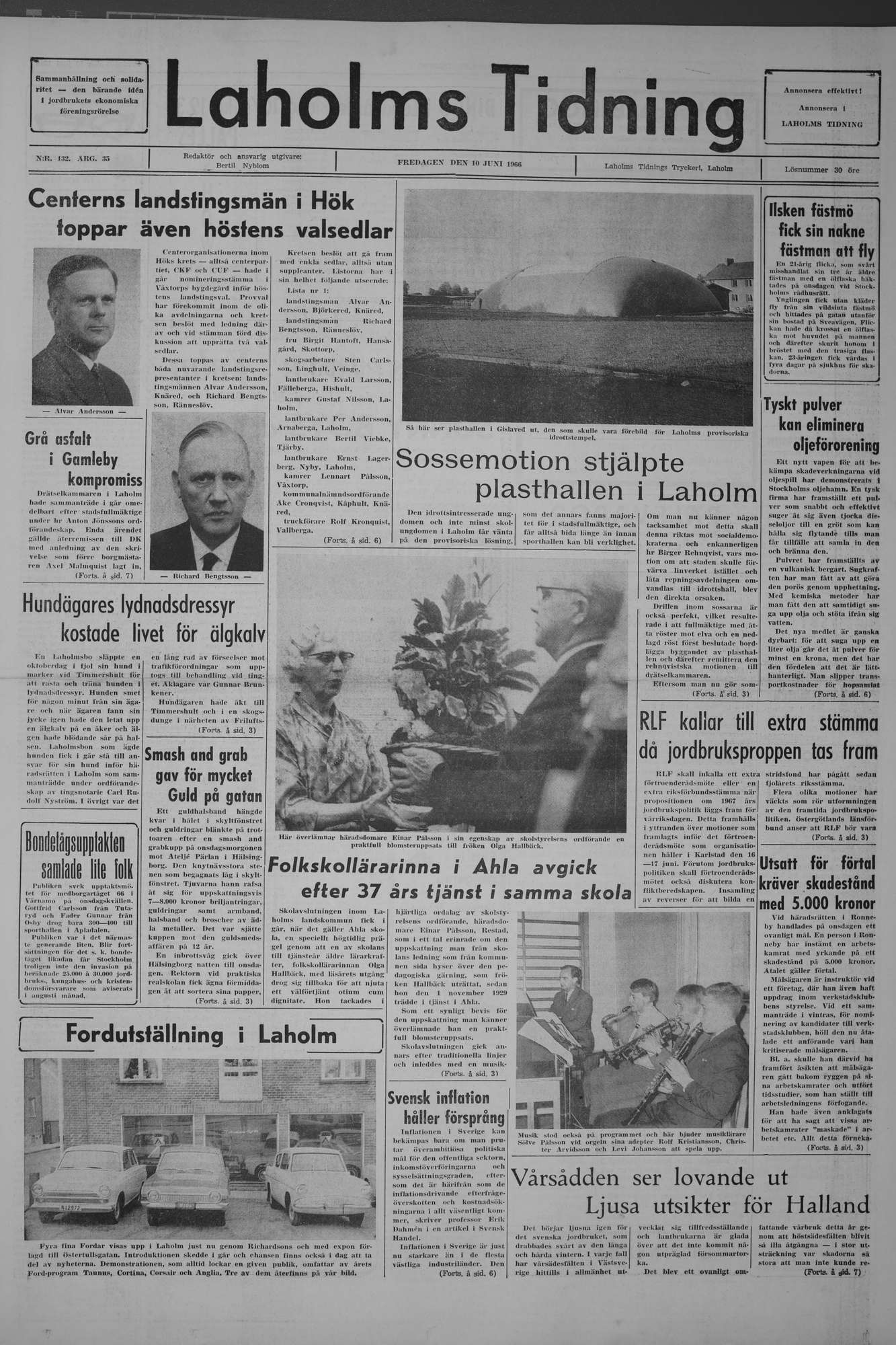 Laholms Tidning Fredag 10 juni 1966, sida 1