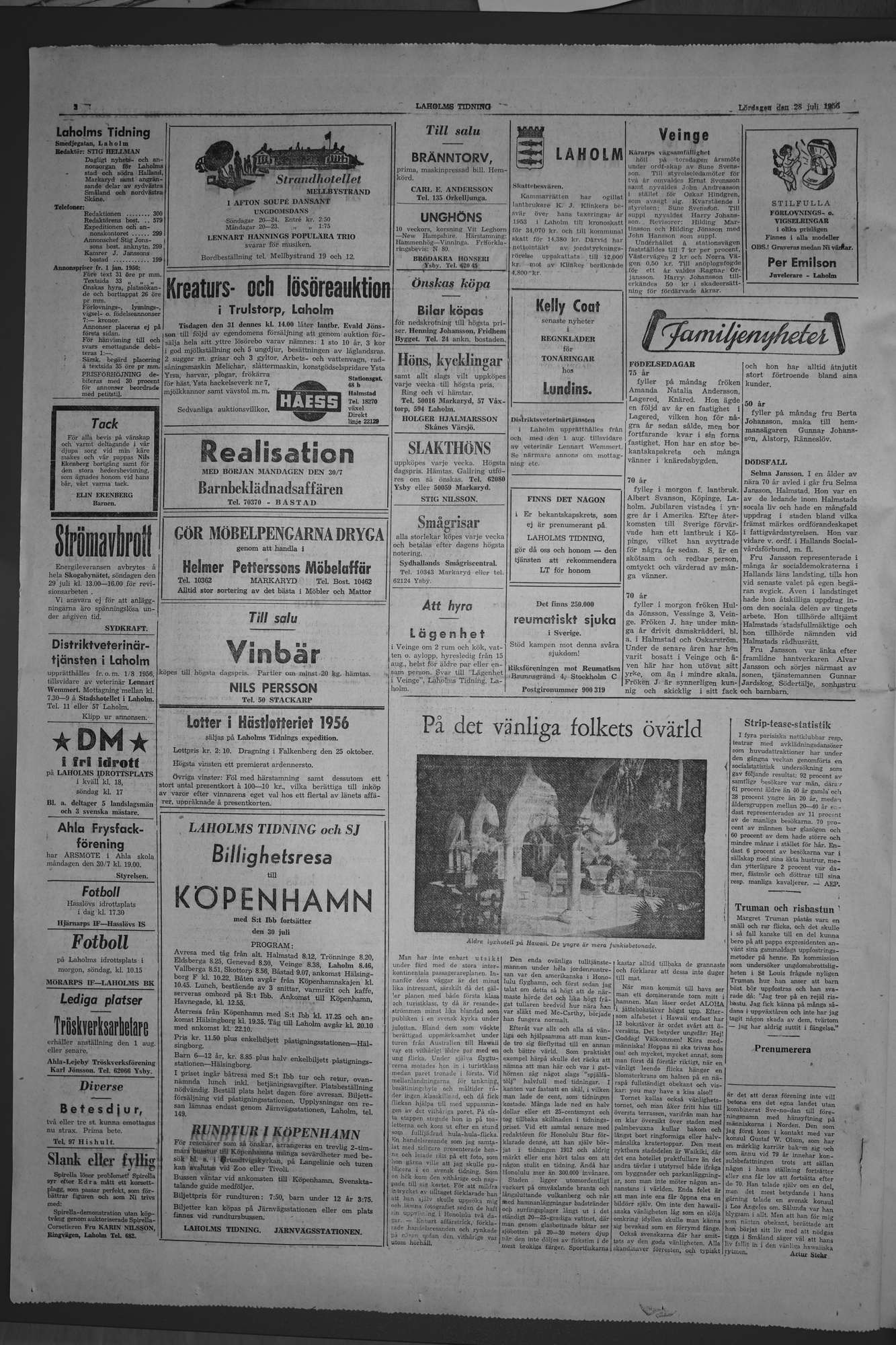 Laholms Tidning Lördag 28 juli 1956, sida 2
